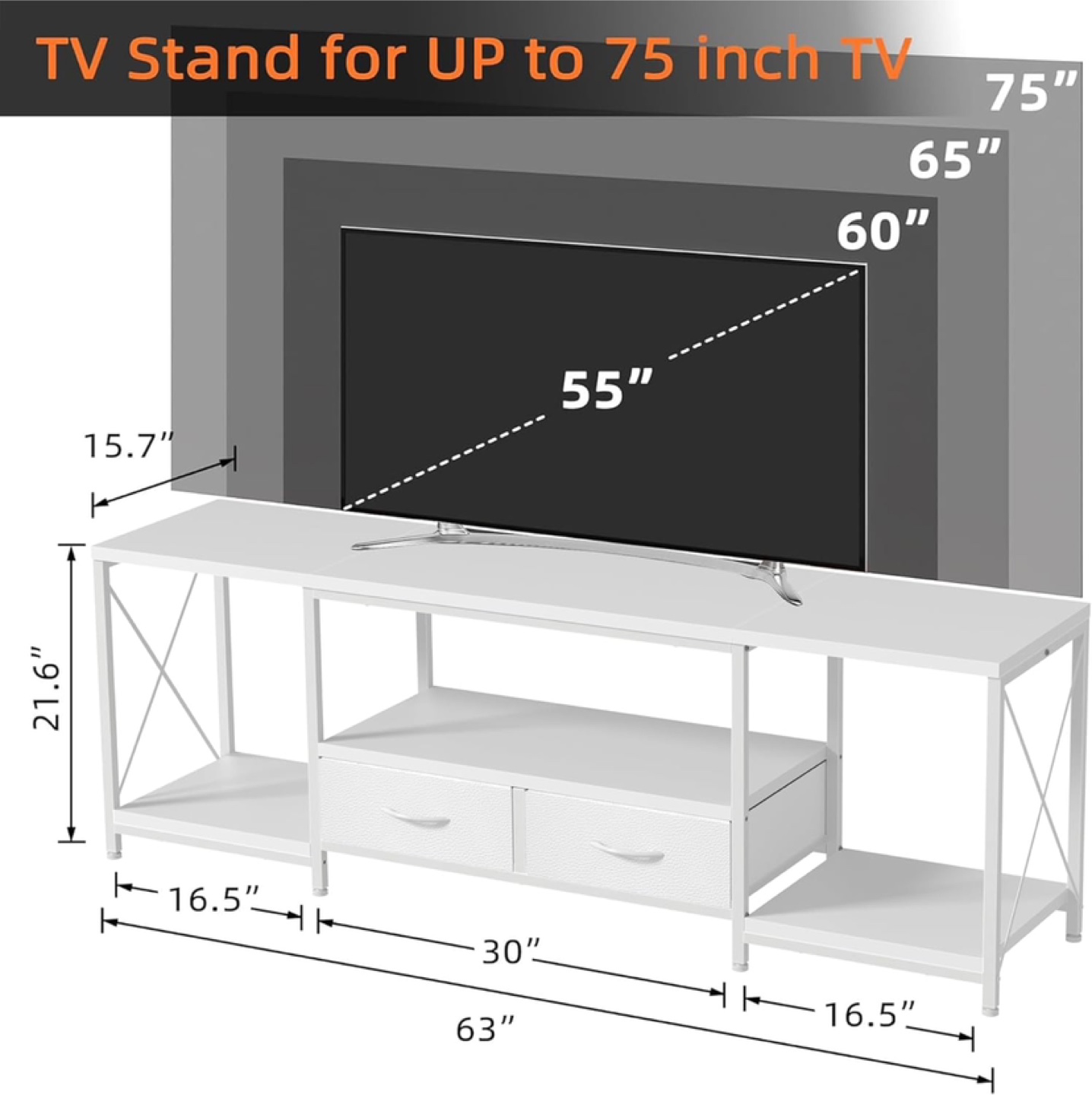 White TV Stand for up to 75 inch TV - photo 4