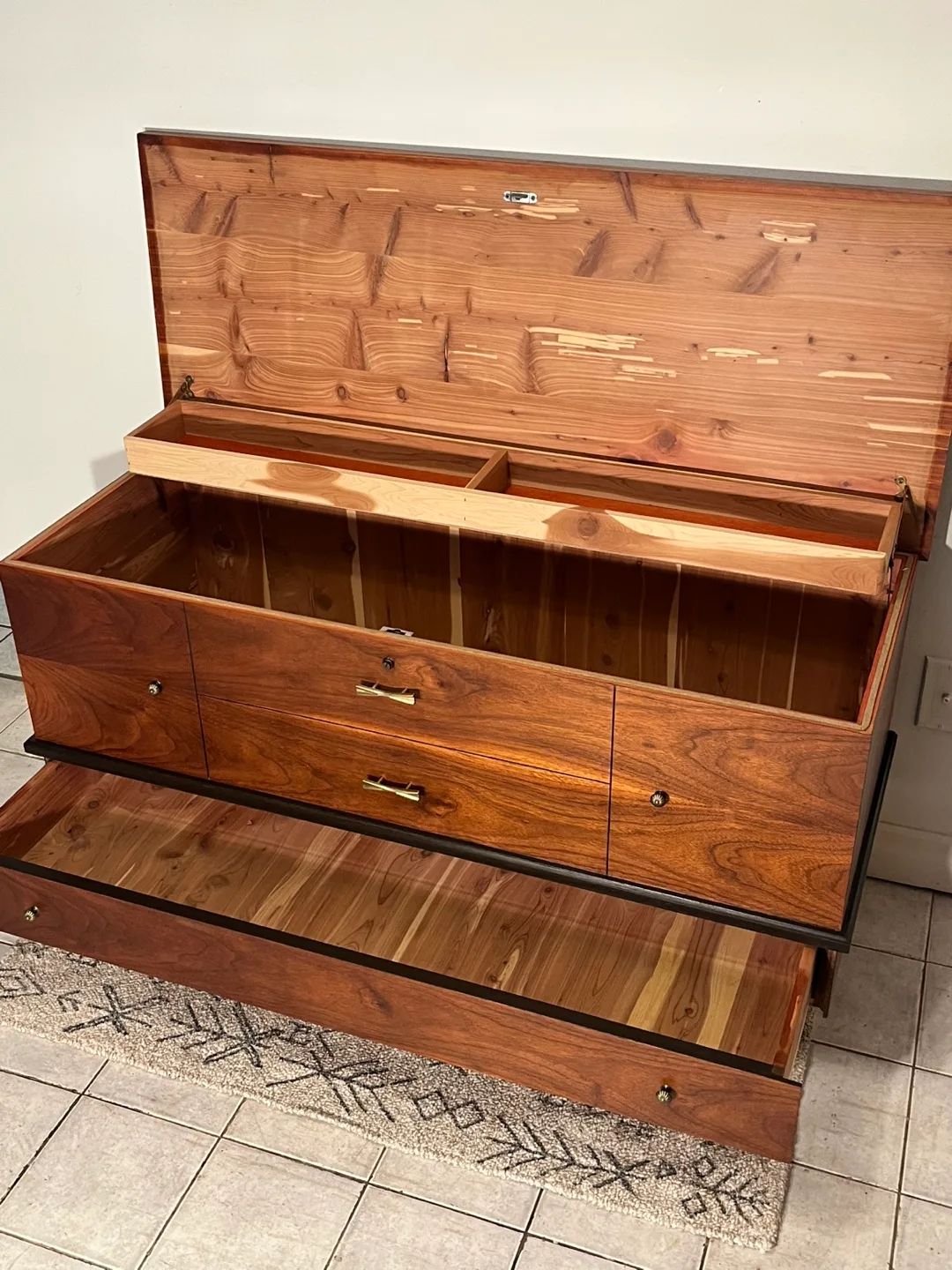 Restored Locking Walnut MCM Cedar Lined Chest image indicator(3)