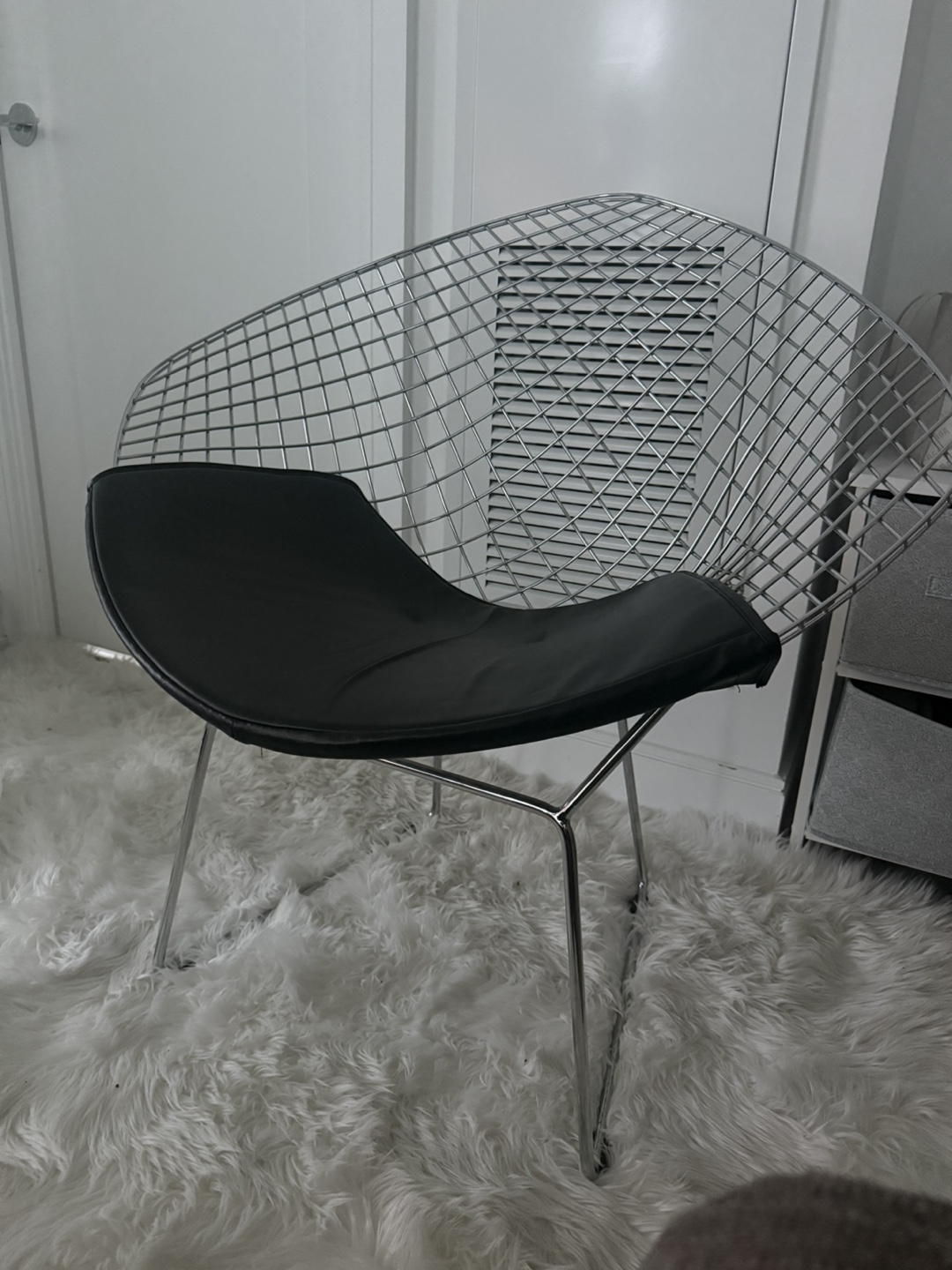 Diamond Chair - Black Leather Seat