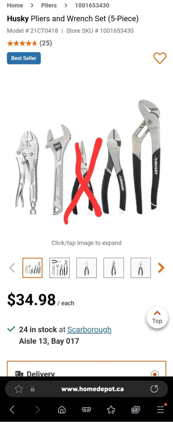 Husky Pliers and Wrench Set (4 Piece) thumbnail