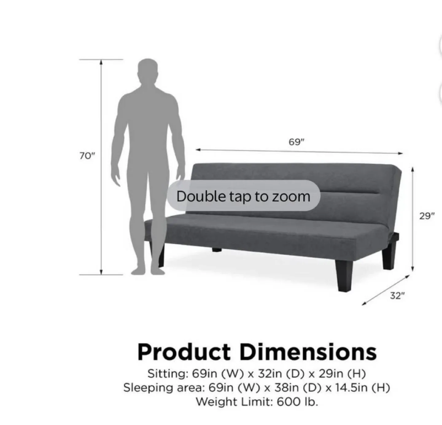 Gray Futon Couch image indicator(6)
