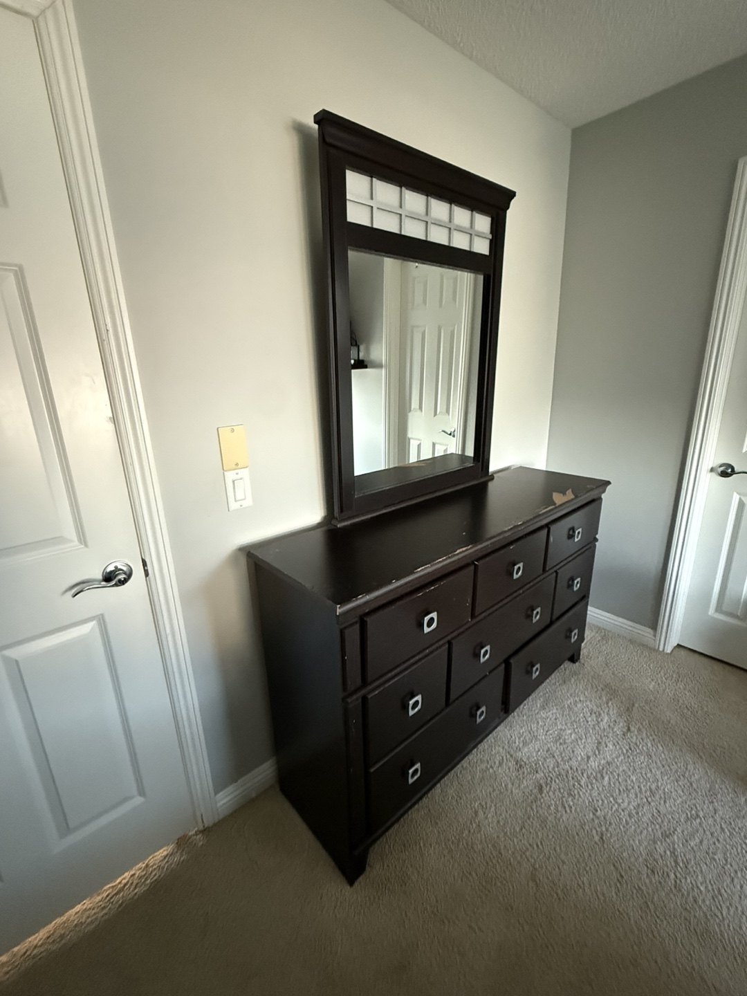 Dark Brown Dresser with Mirror & Nightstand Set - photo 4