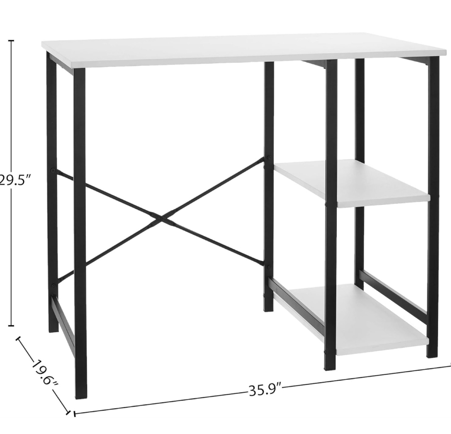 Modern White & Black 2 Shelf Desk - photo 4