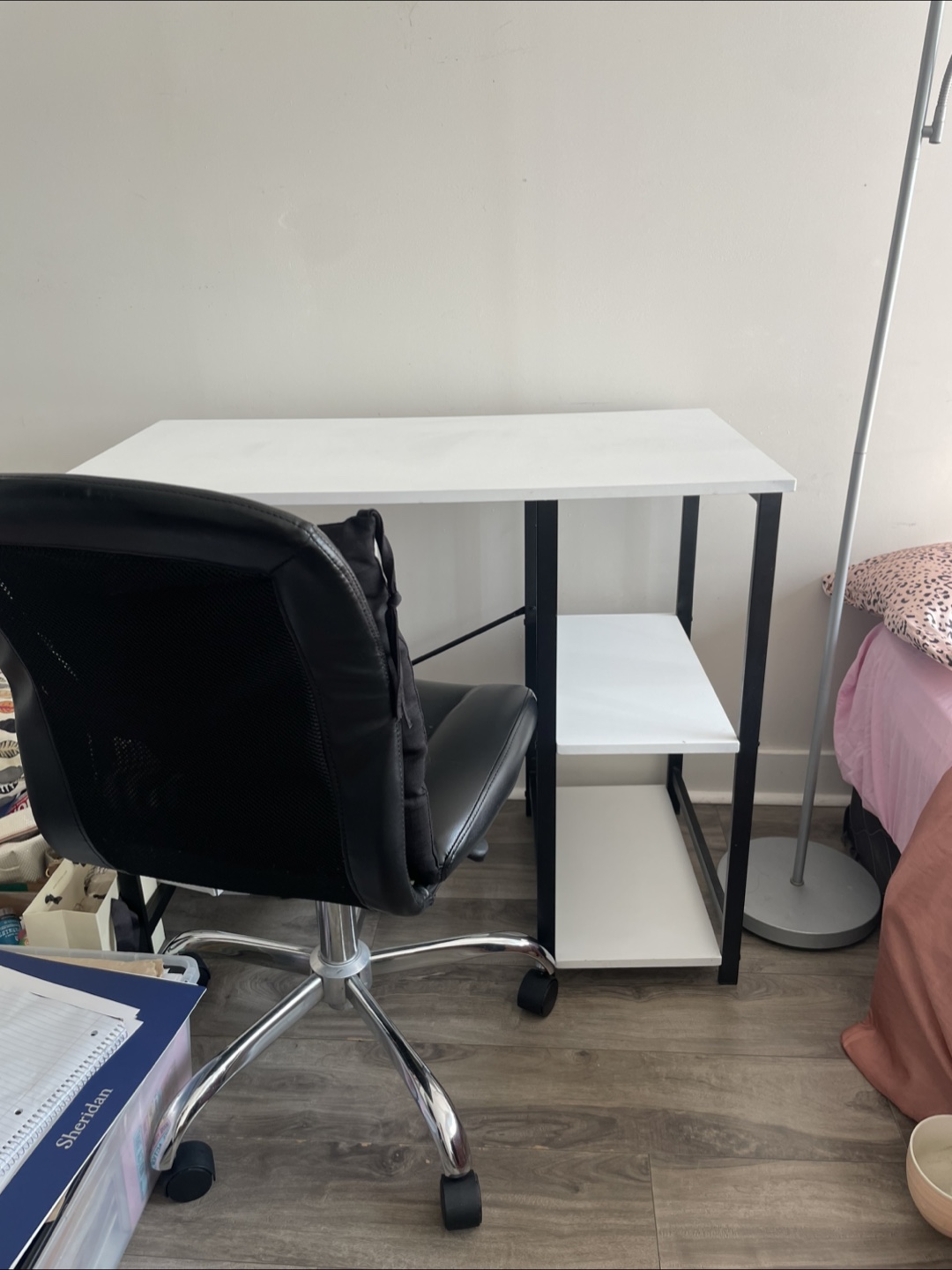 Modern White & Black 2 Shelf Desk - photo 2