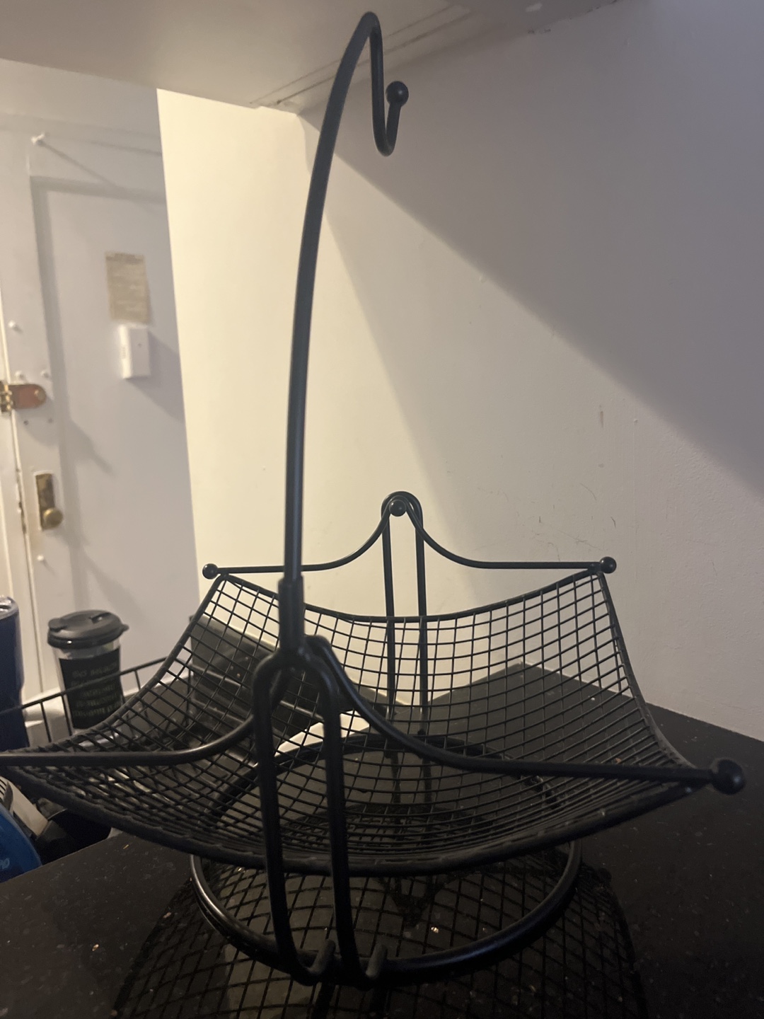 Black Metal Fruit Basket with Banana Hook