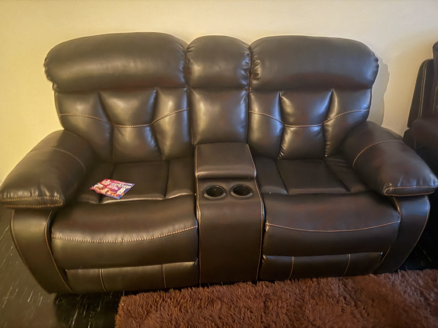 Brown Leather Reclining Sofa Set - photo 3