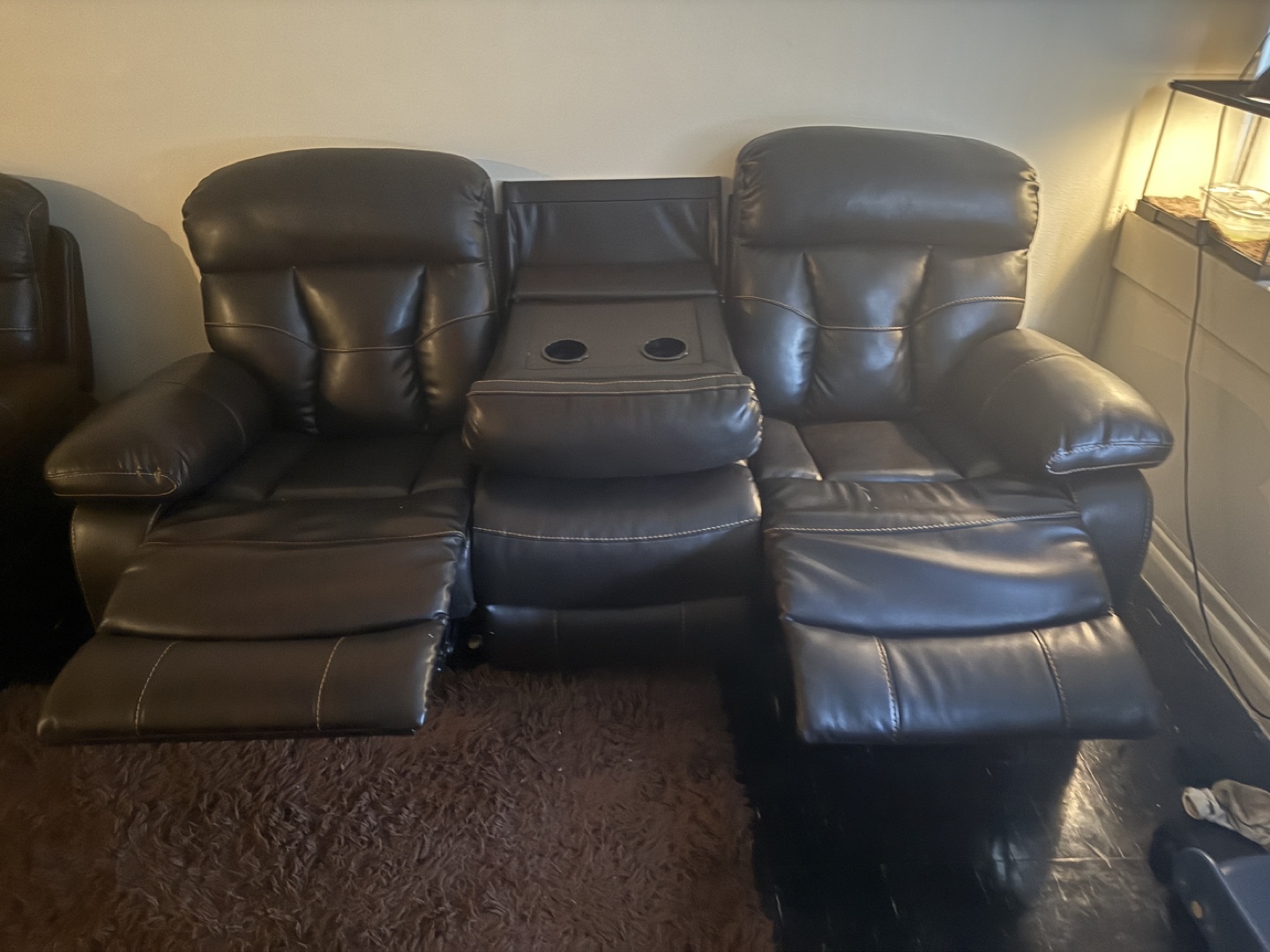 Brown Leather Reclining Sofa Set