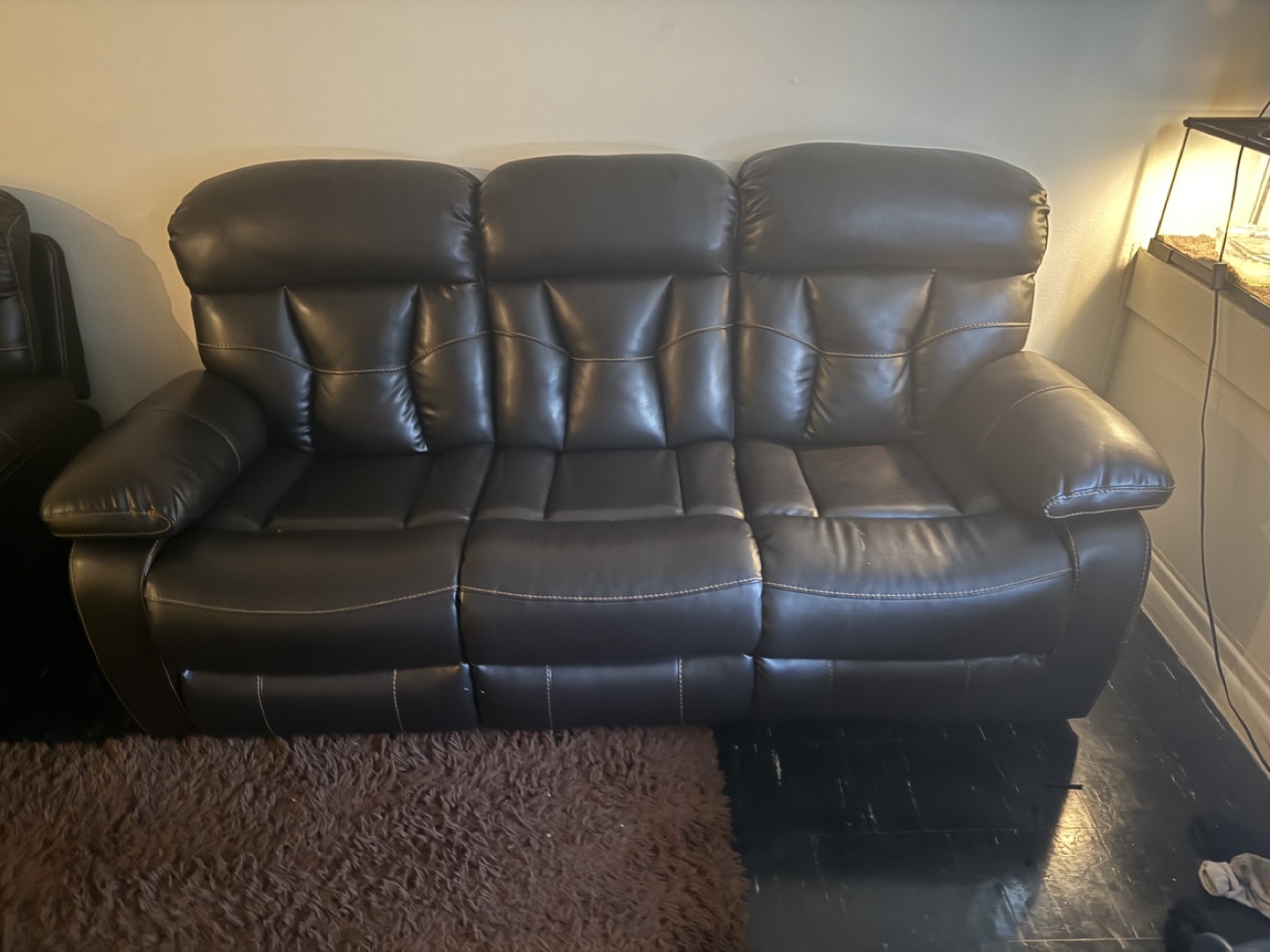 Brown Leather Reclining Sofa Set - photo 2