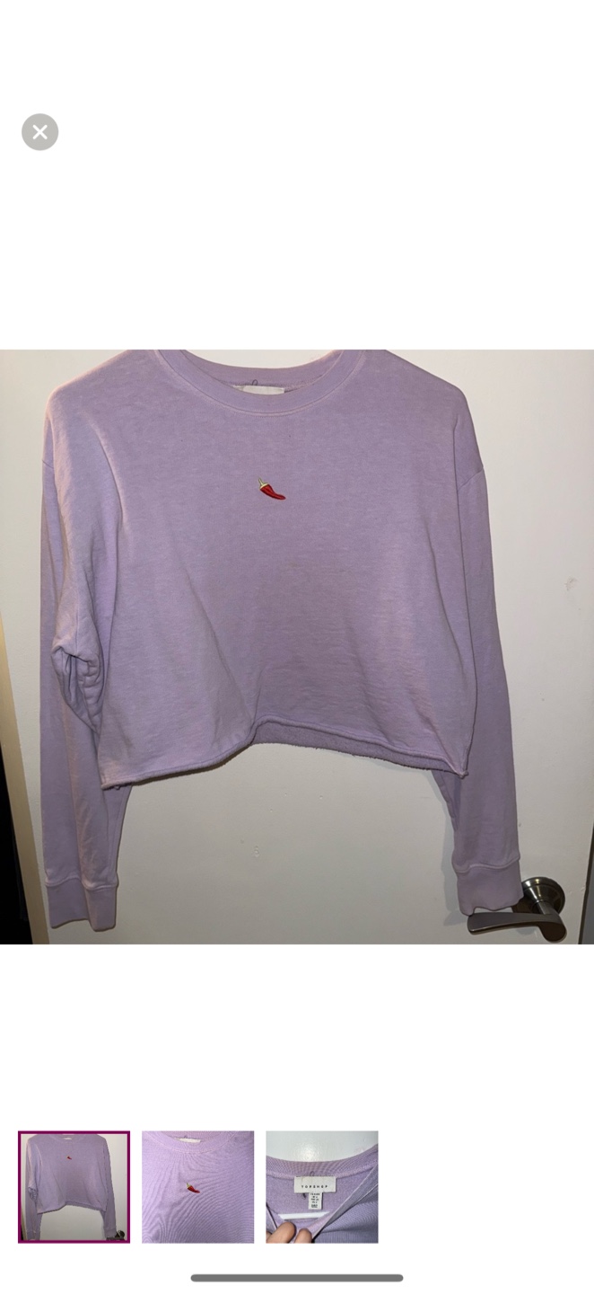 Topshop Lilac Crop Sweatshirt