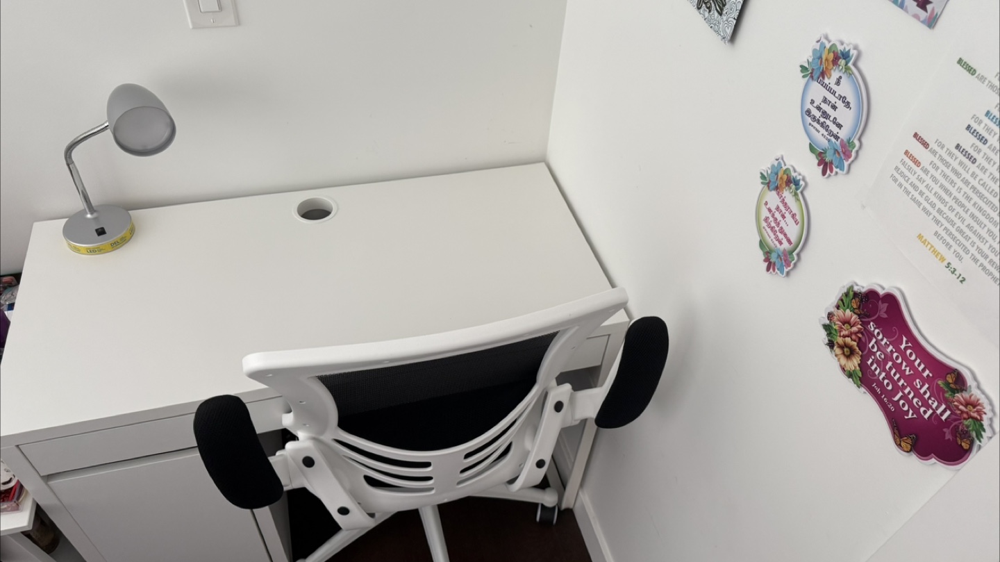 White Desk and Black/White Office Chair - photo 2