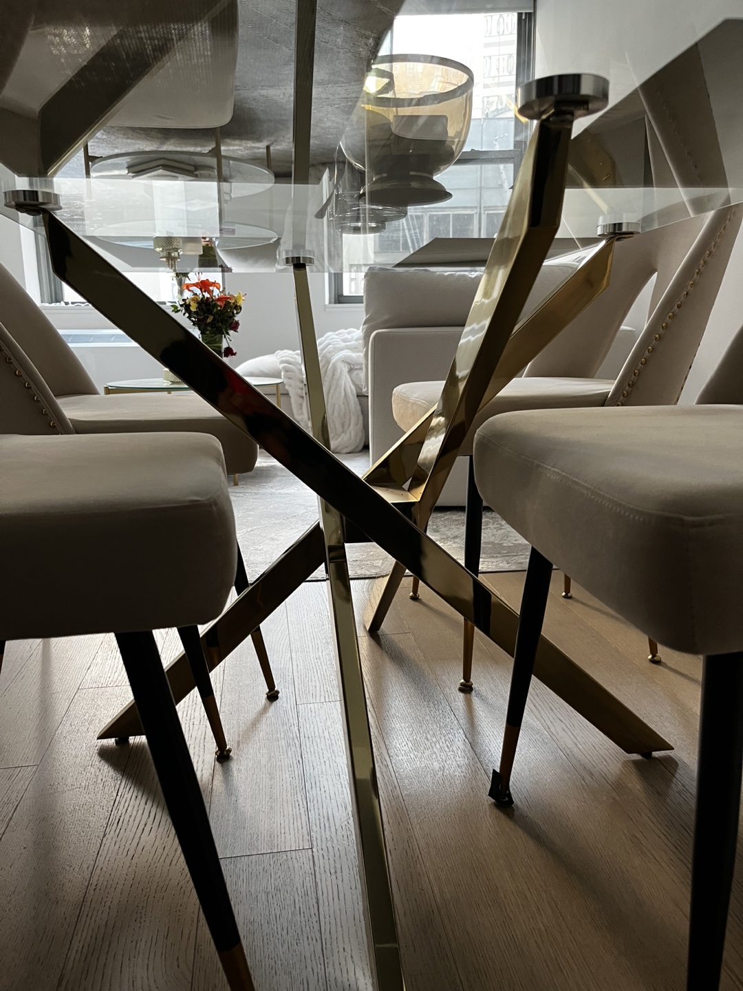 Glass Dining Table with Gold Legs - photo 3