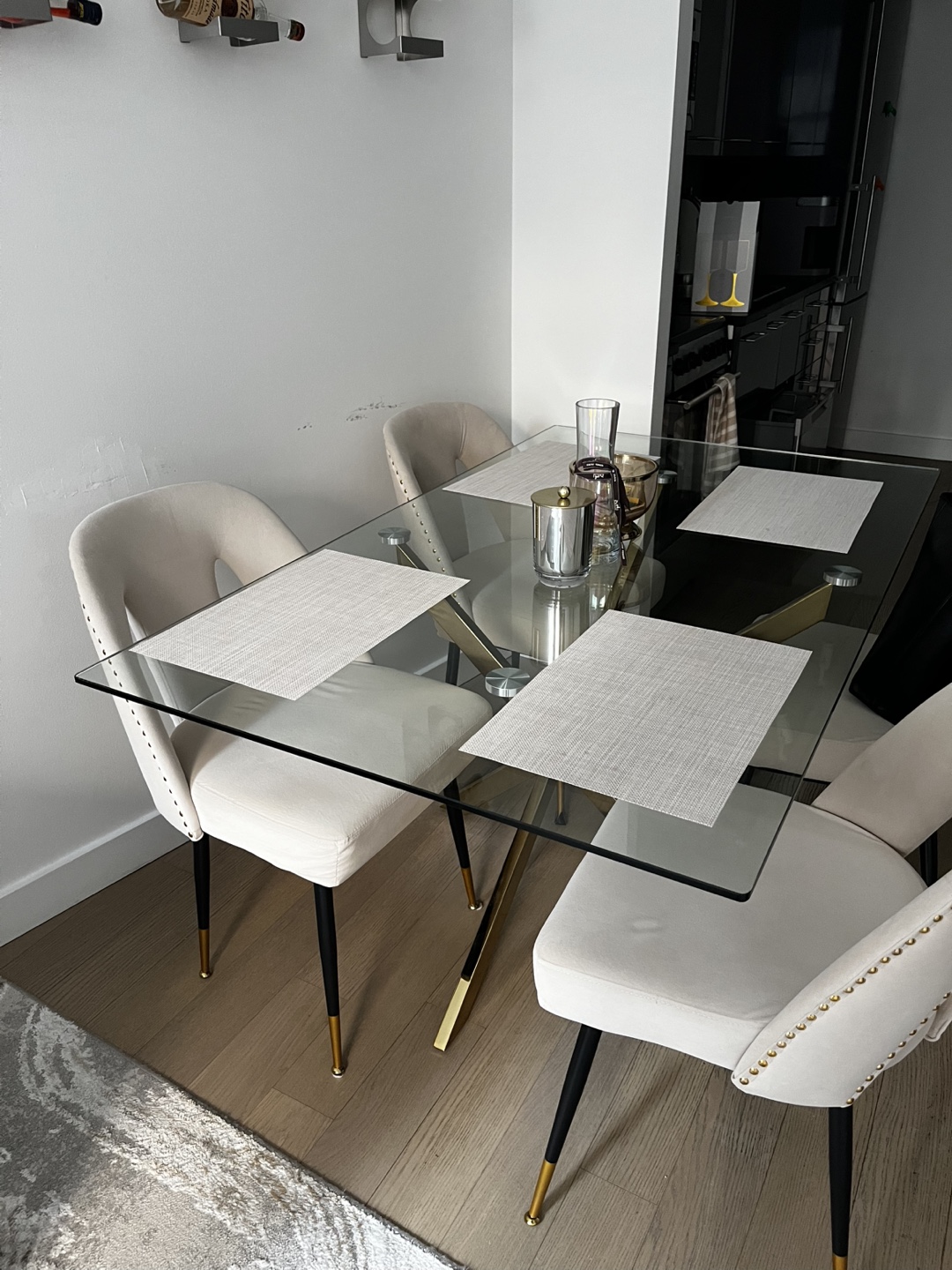 Glass Dining Table with Gold Legs - photo 2