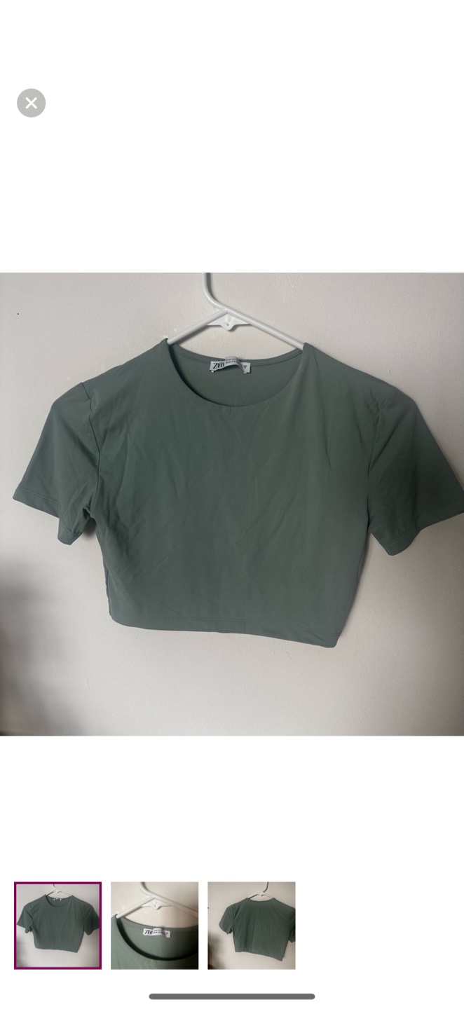Zara Crop Top - Size M - Olive Green