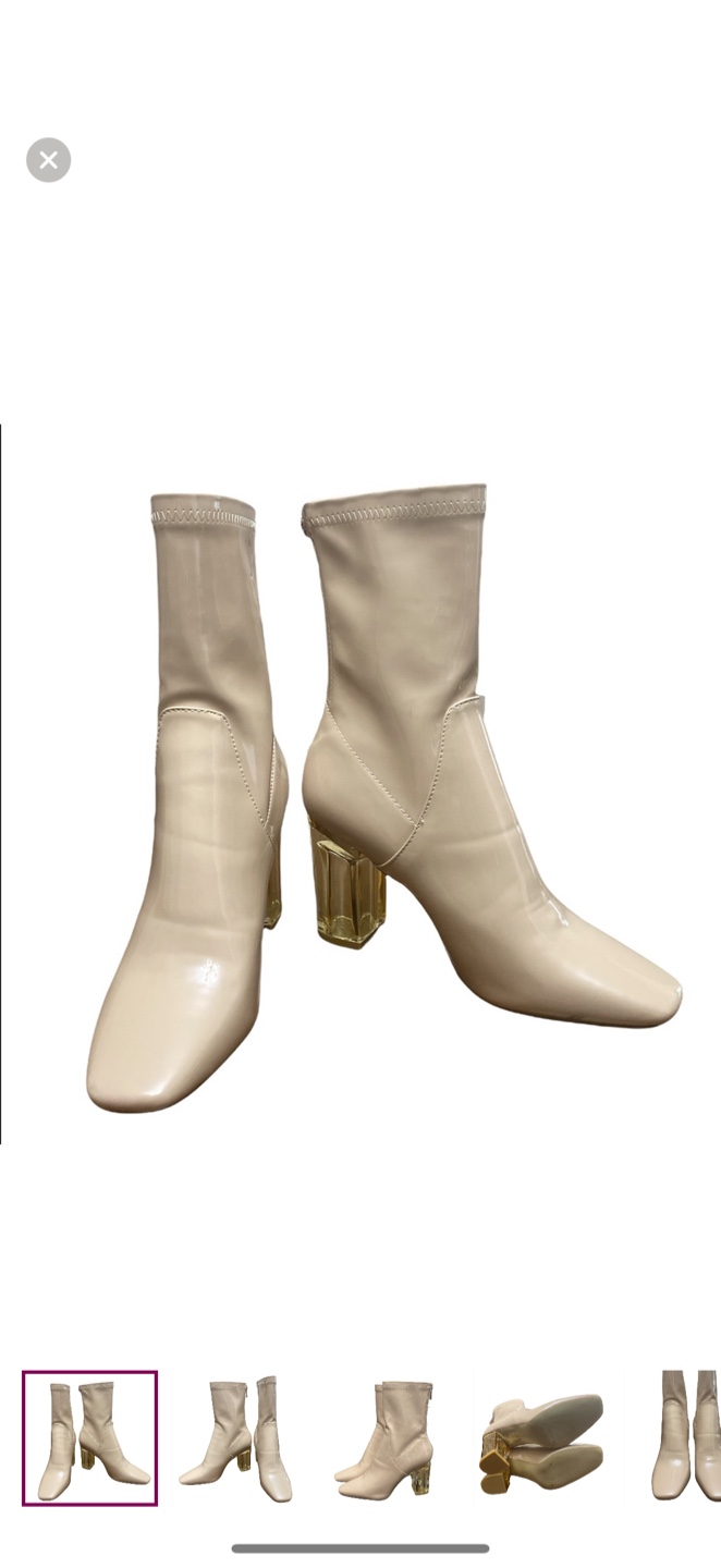 Beige Ankle Boots with Clear Heels