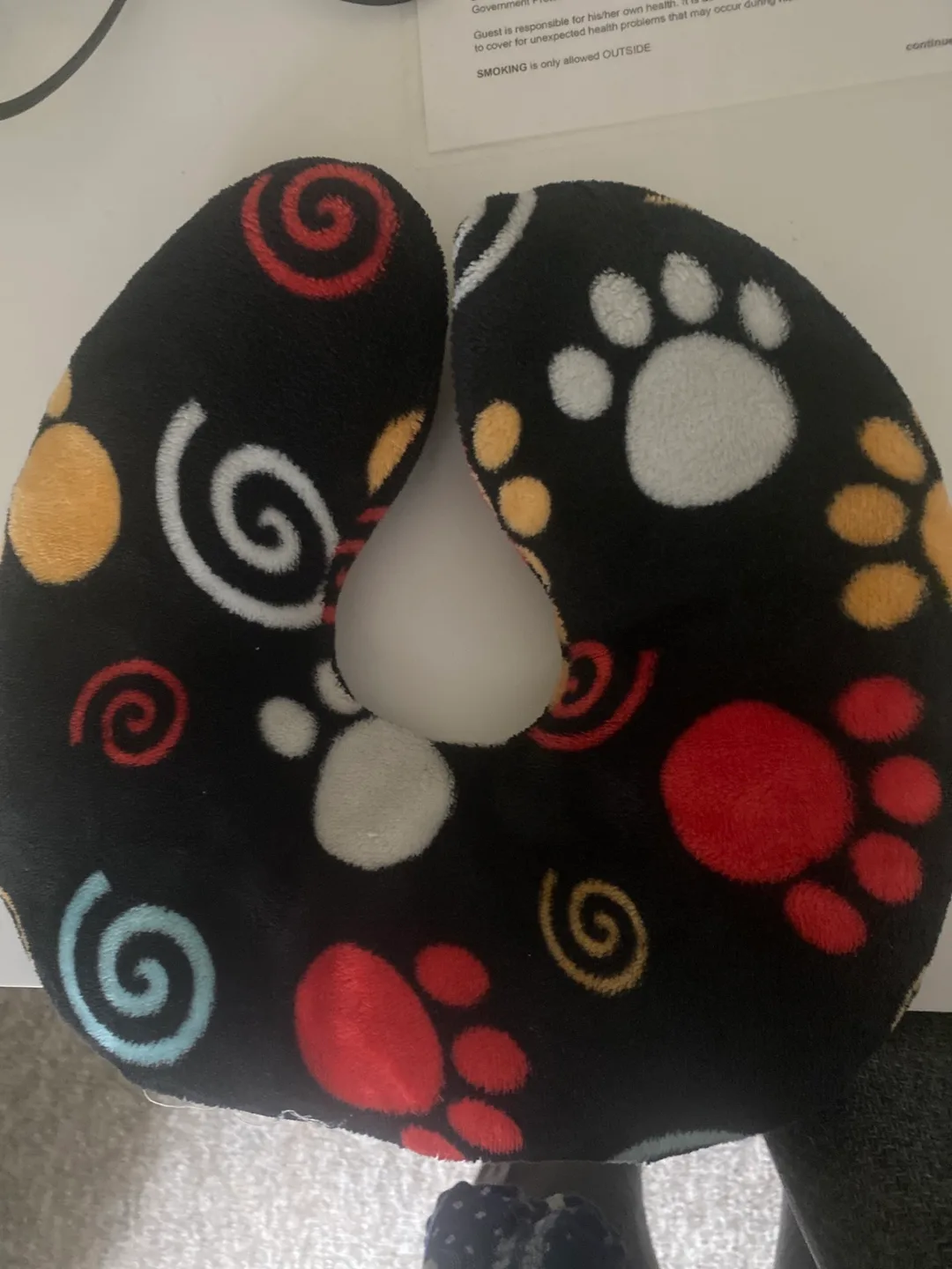 Neck Pillow - Black with Paw Prints  #freecycle thumbnail