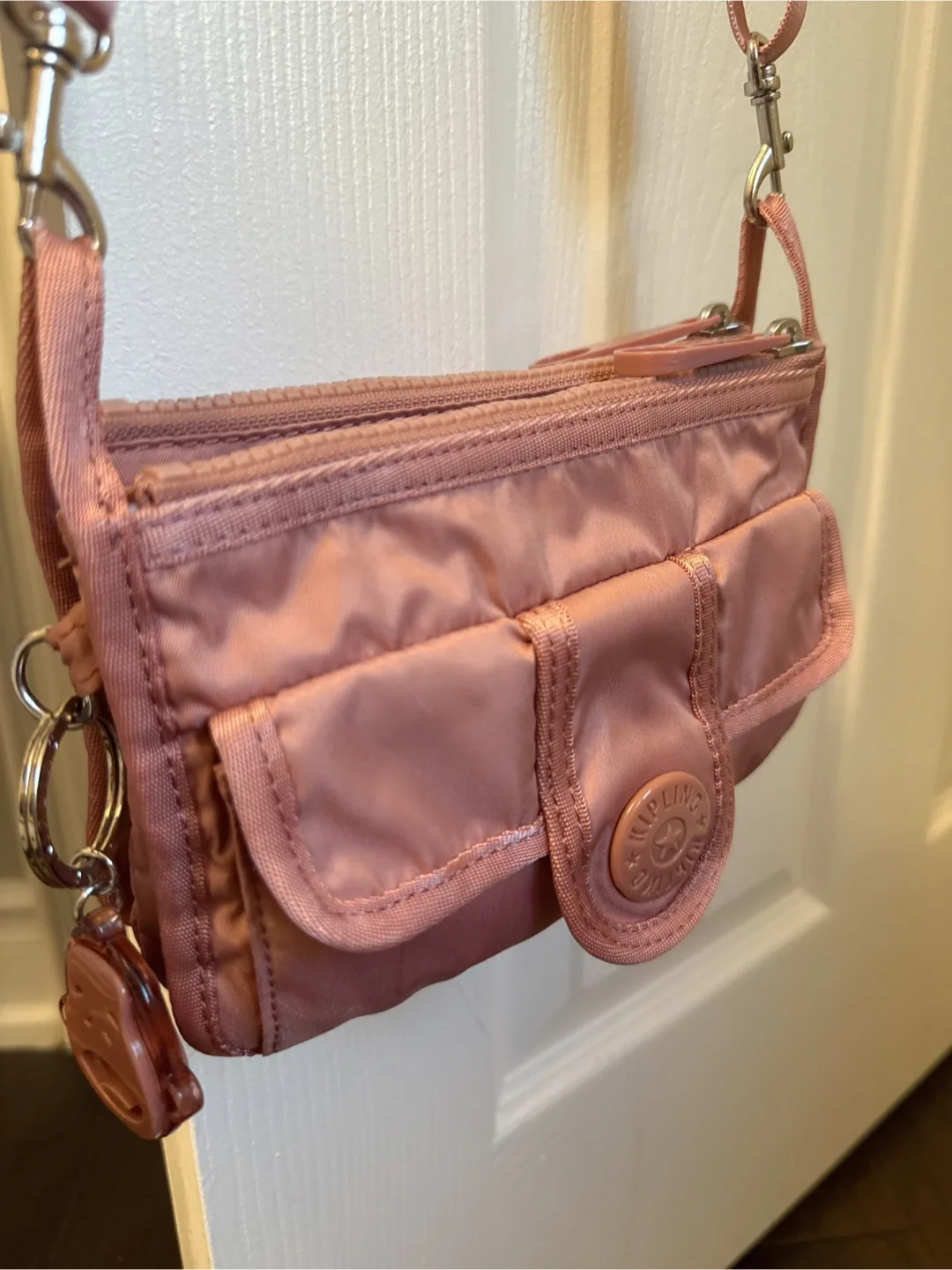 Kipling NEW satin Blush  Pink Crossbody Bag image indicator(5)