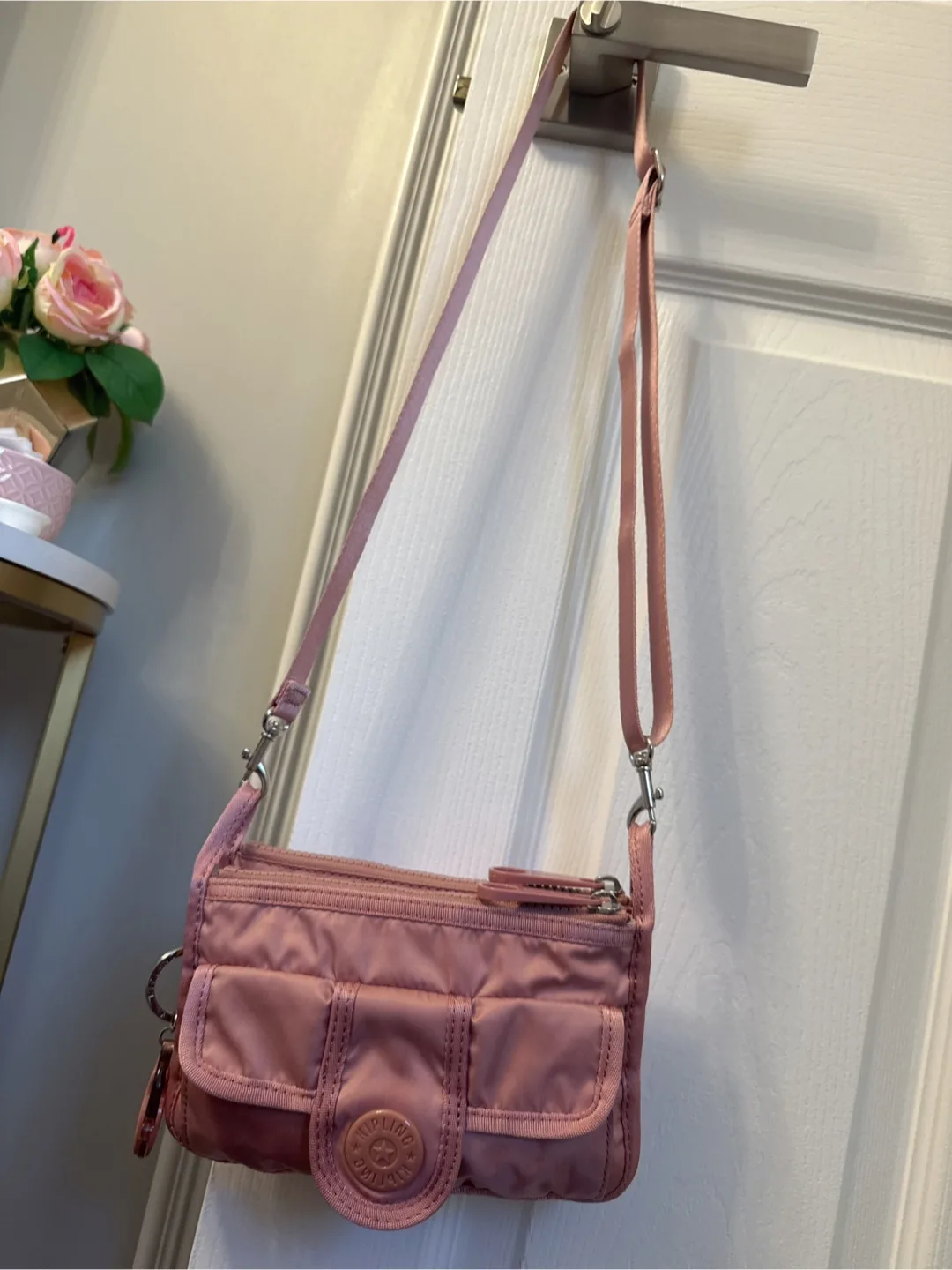Kipling NEW satin Blush  Pink Crossbody Bag image indicator(3)