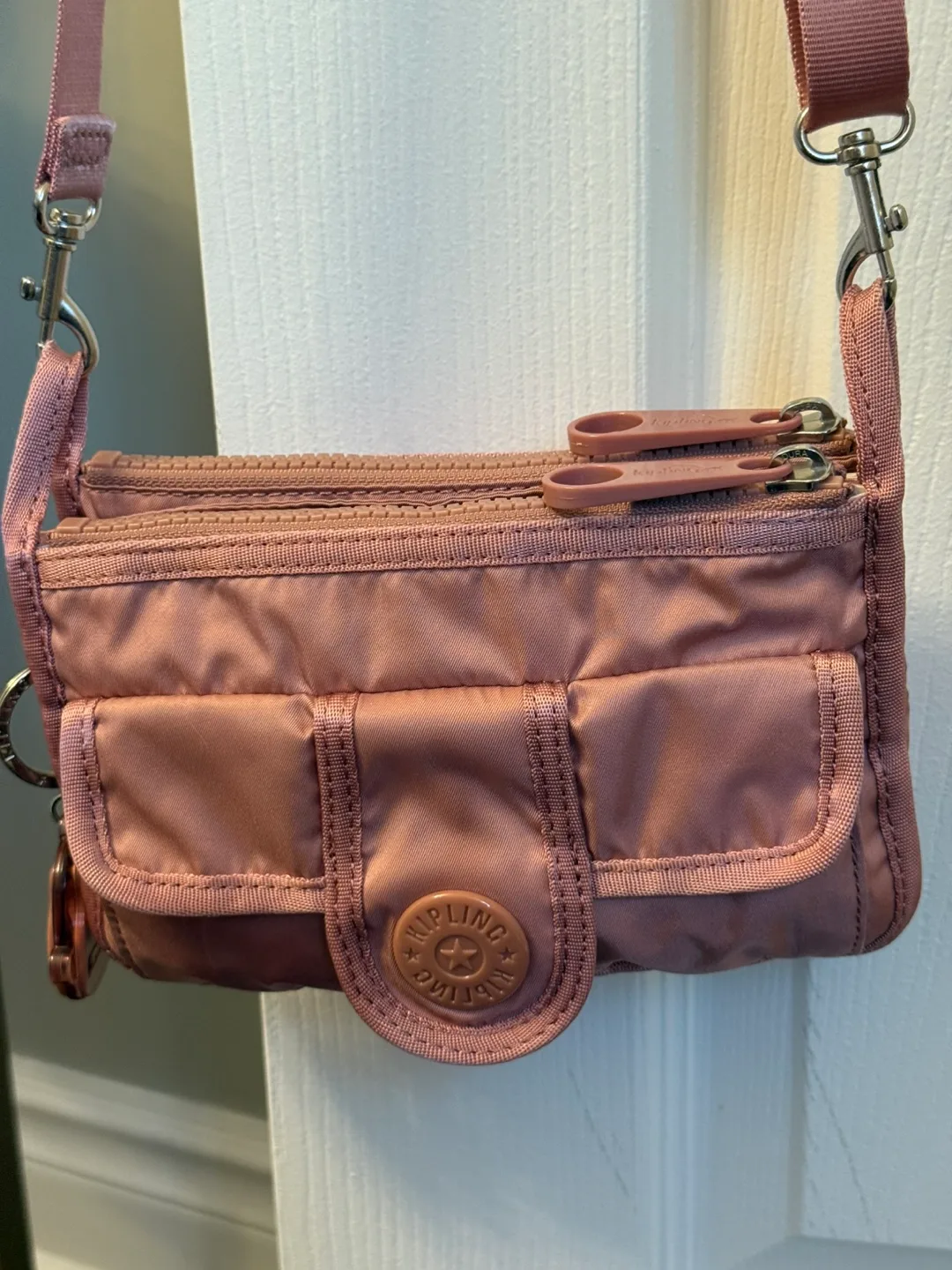 Kipling NEW satin Blush  Pink Crossbody Bag image indicator(2)