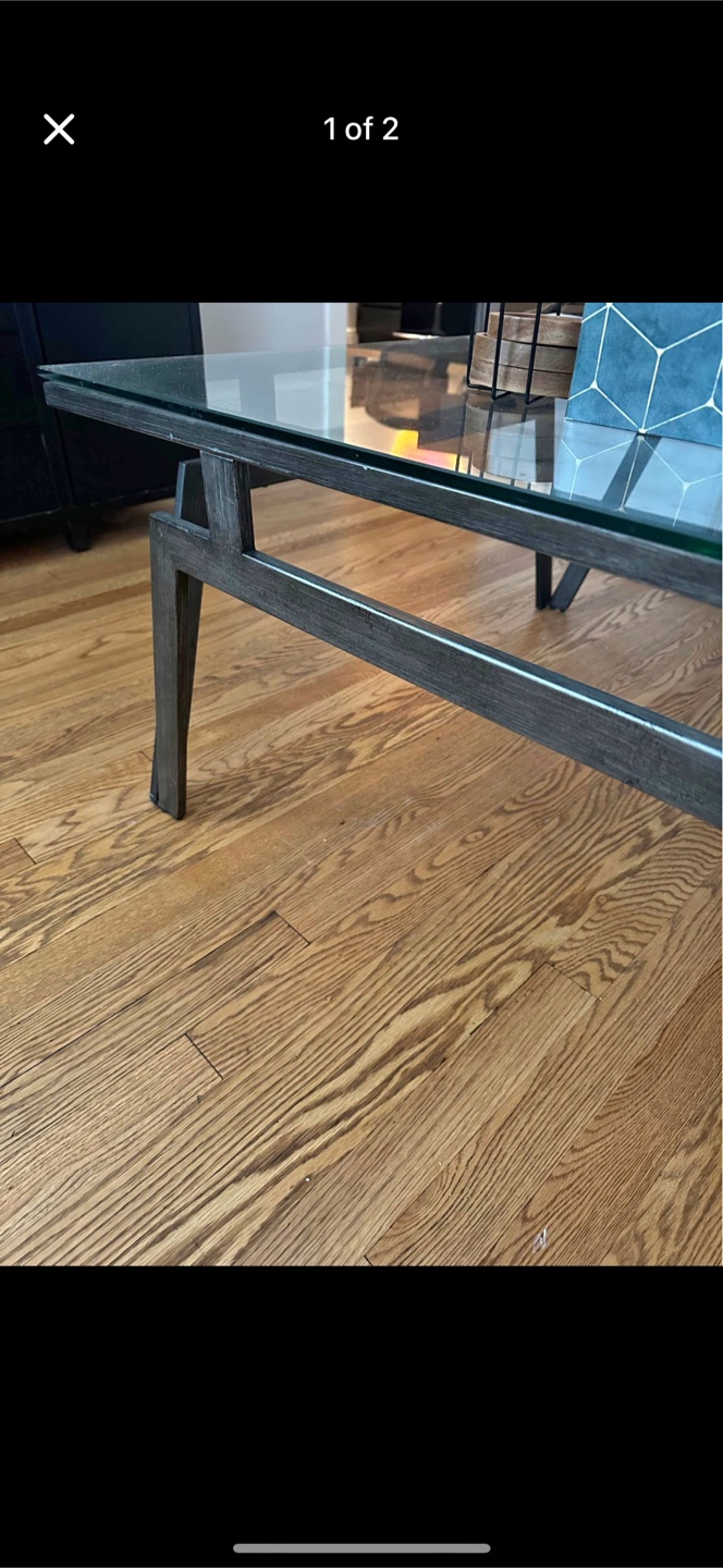Minetto glass Top Coffee Table steal frame - photo 3