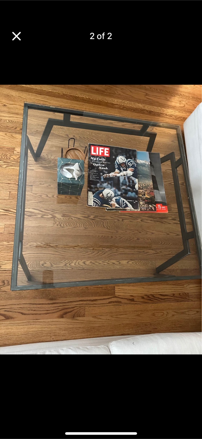 Minetto glass Top Coffee Table steal frame - photo 2