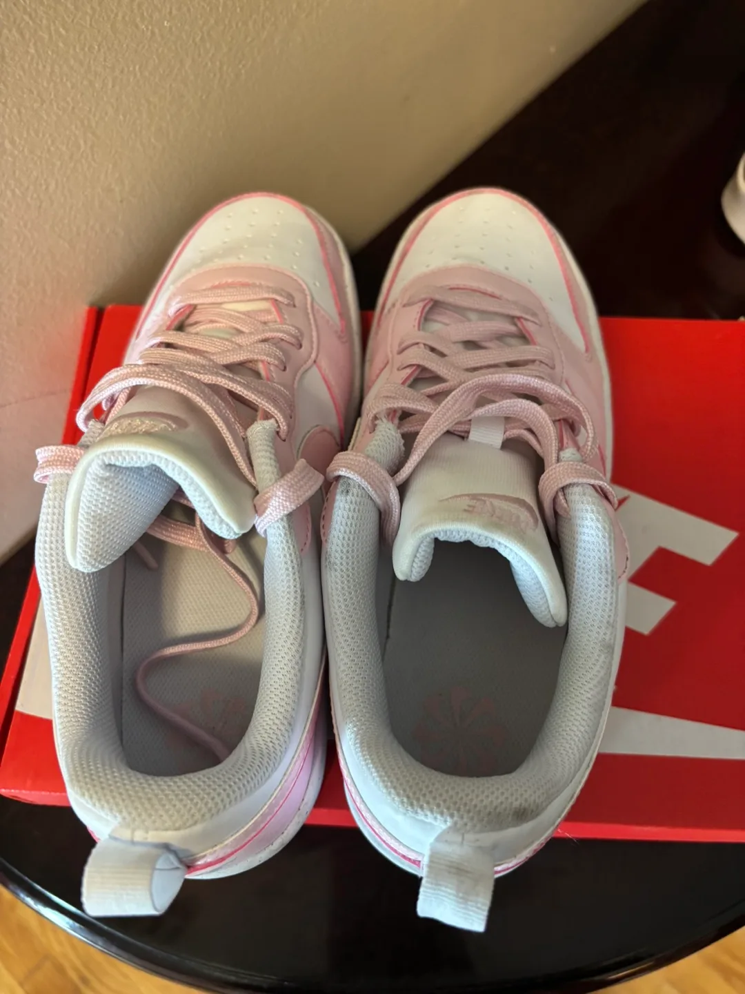 Like Brand new worn once white and baby pink size 7Y image indicator(7)