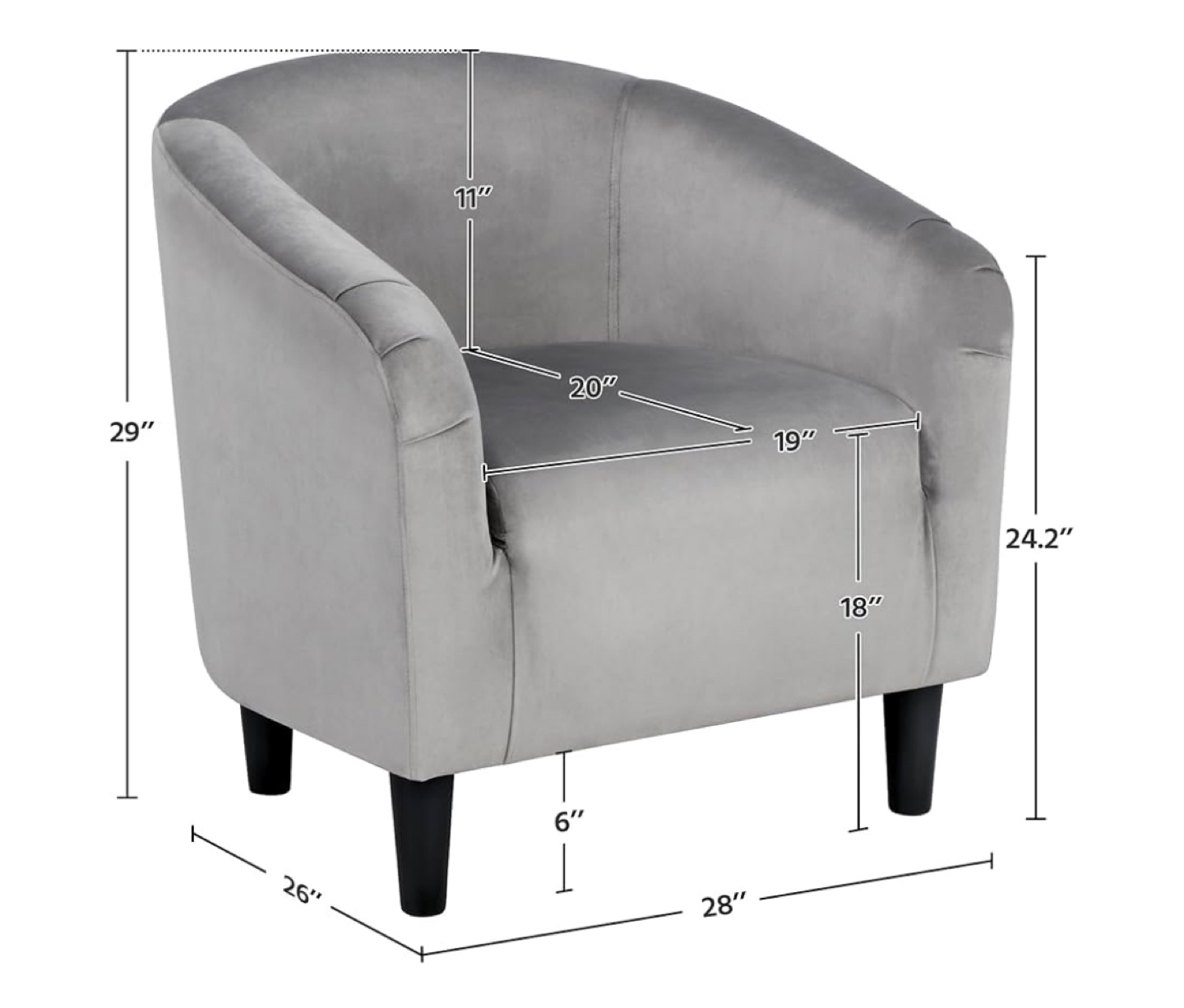 Gray Velvet Barrel Accent Chairs - Set of 2 - photo 2