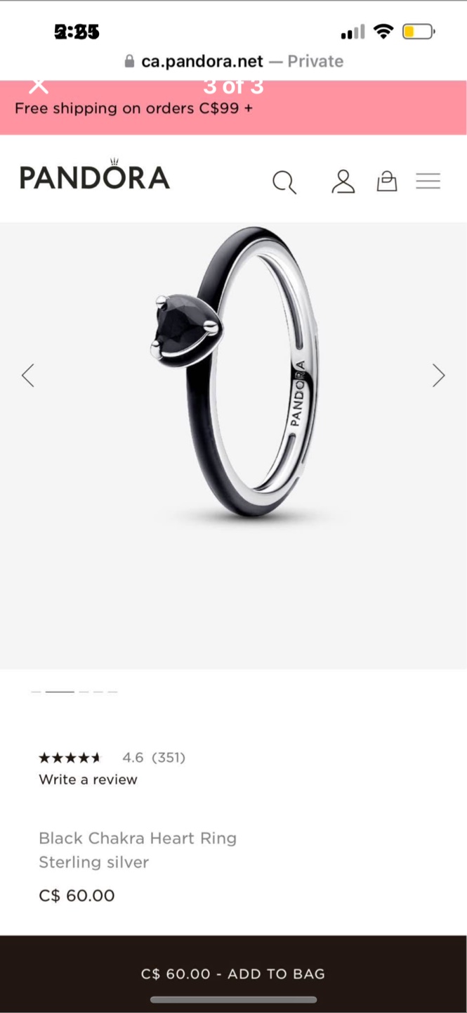 Pandora Black Chakra Heart Ring - photo 2