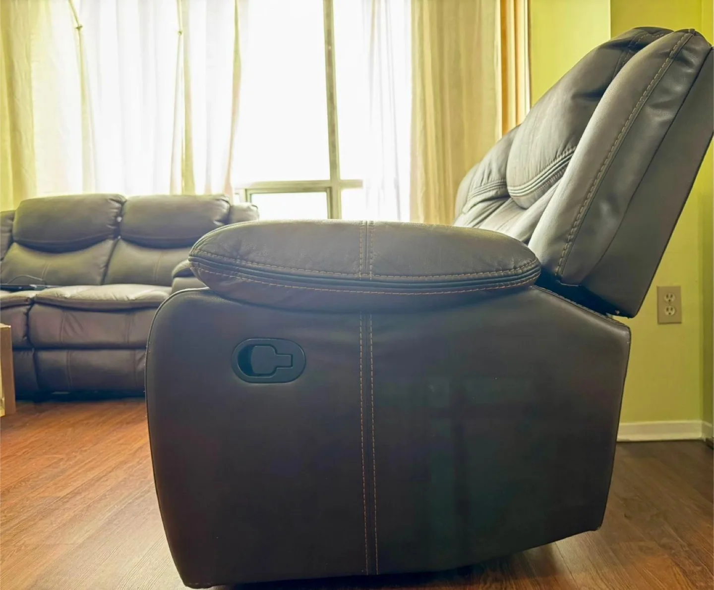 Brown Leather Reclining Loveseat & Sofa Set