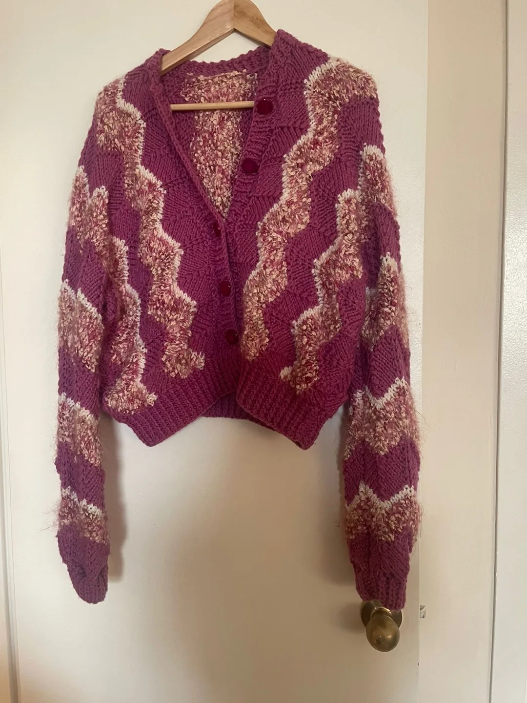 Hand-Knitted Purple Cardigan thumbnail