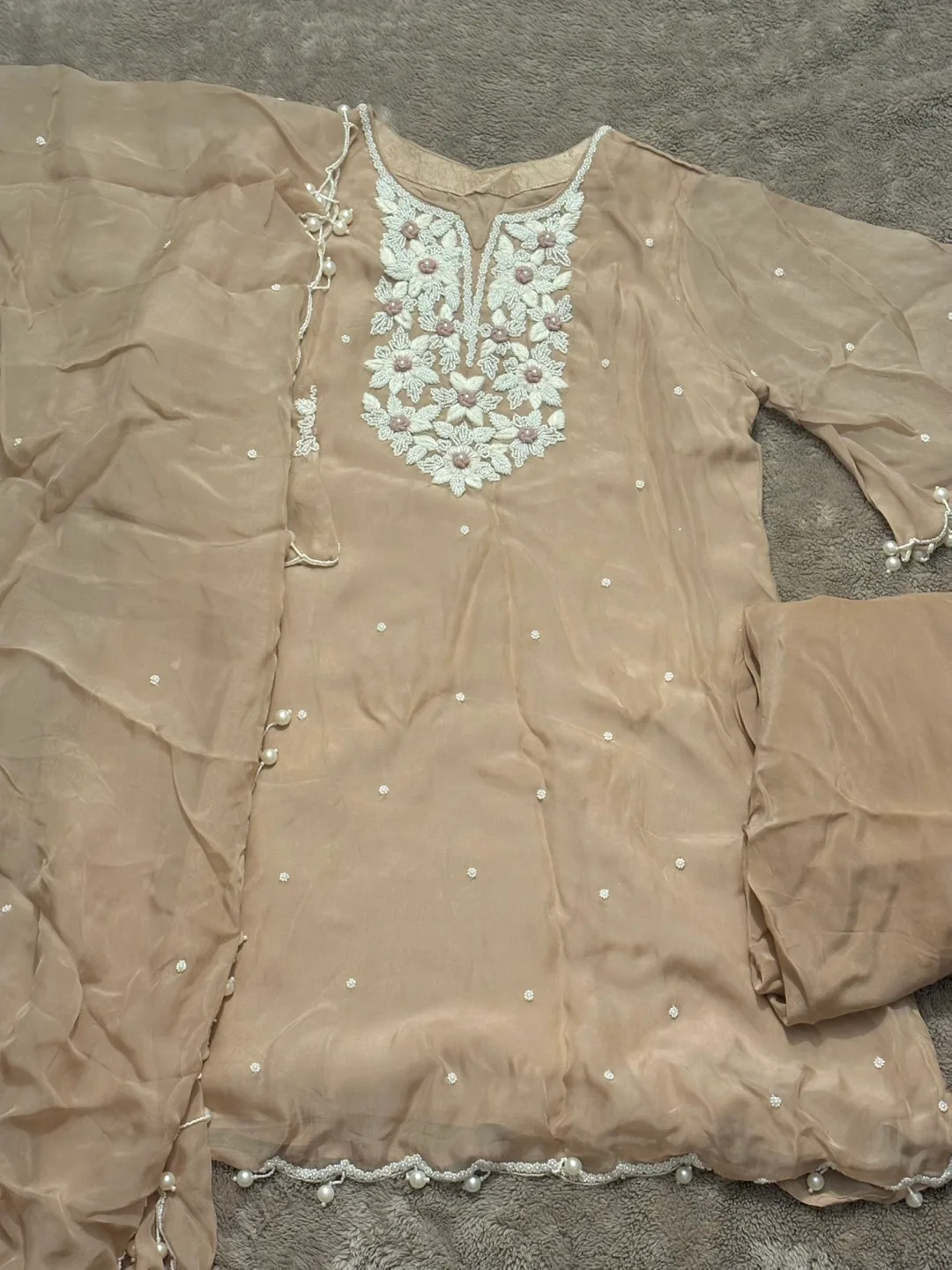 Beige Embellished Salwar Kameez image indicator(2)