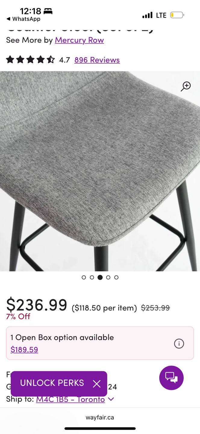 Seidman 26" Upholstered Counter Stool (Set of 2 - photo 4