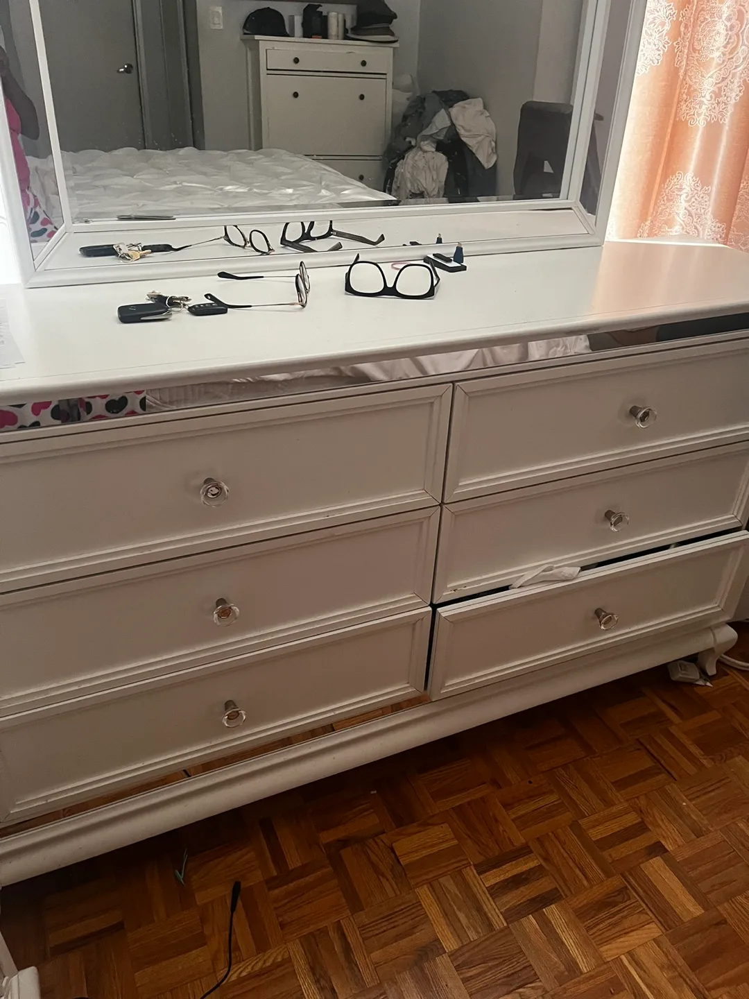 Dresser - mirror , nightstand Bed frame with mattress set image indicator(2)