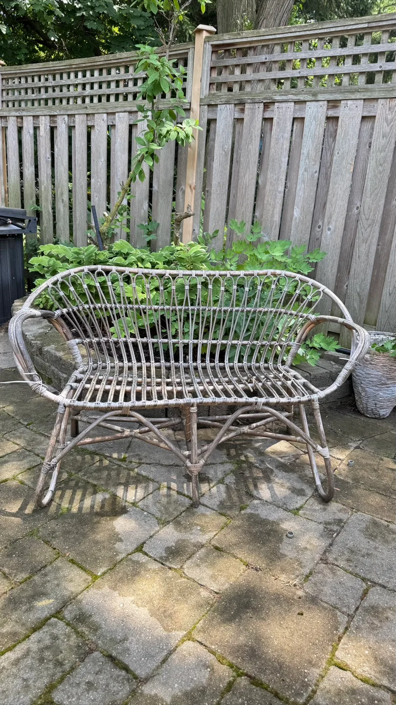 Wicker Outdoor Bamboo Bench thumbnail