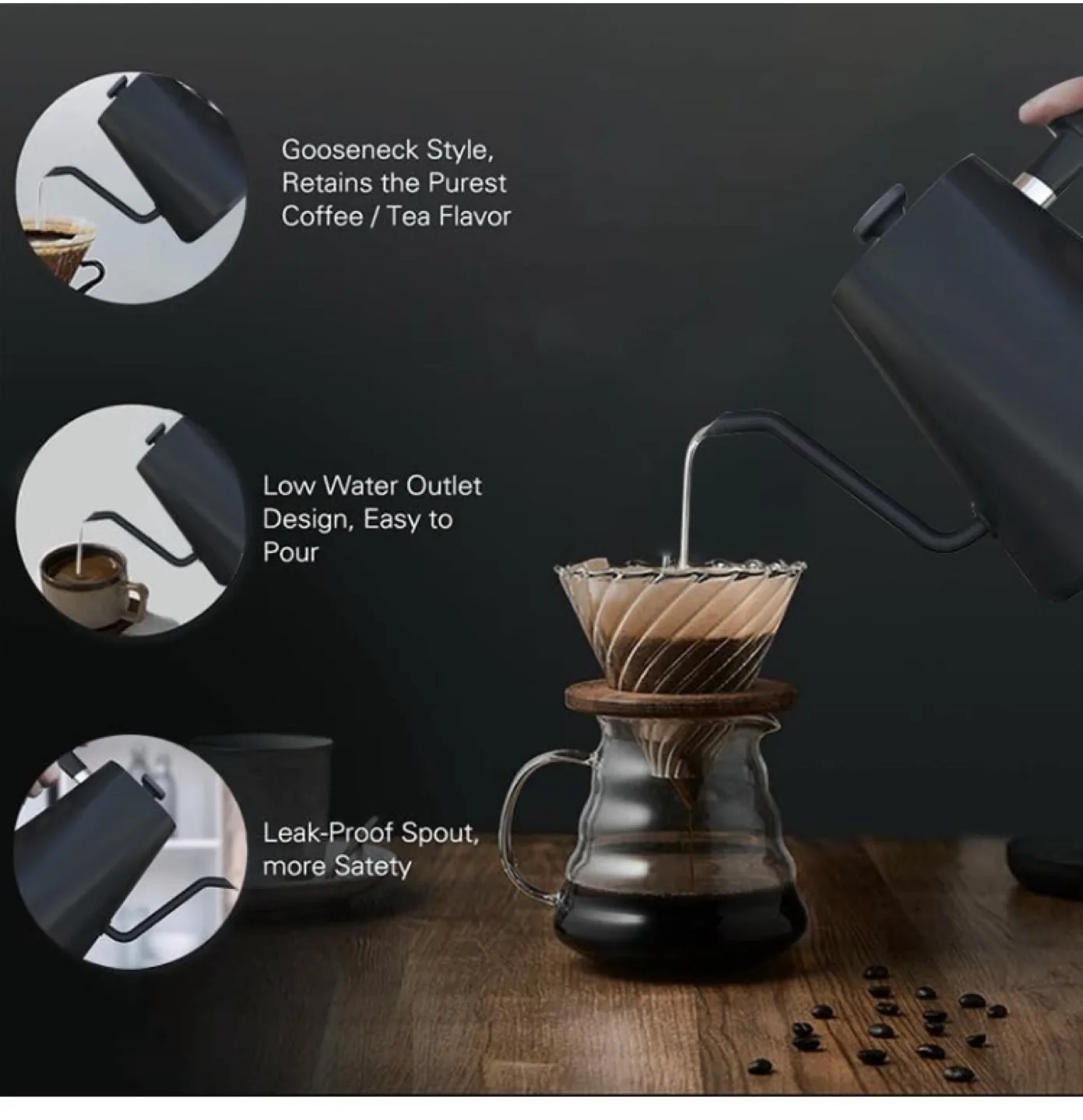 Gooseneck & Temperature control Electric Kettle black image indicator(5)