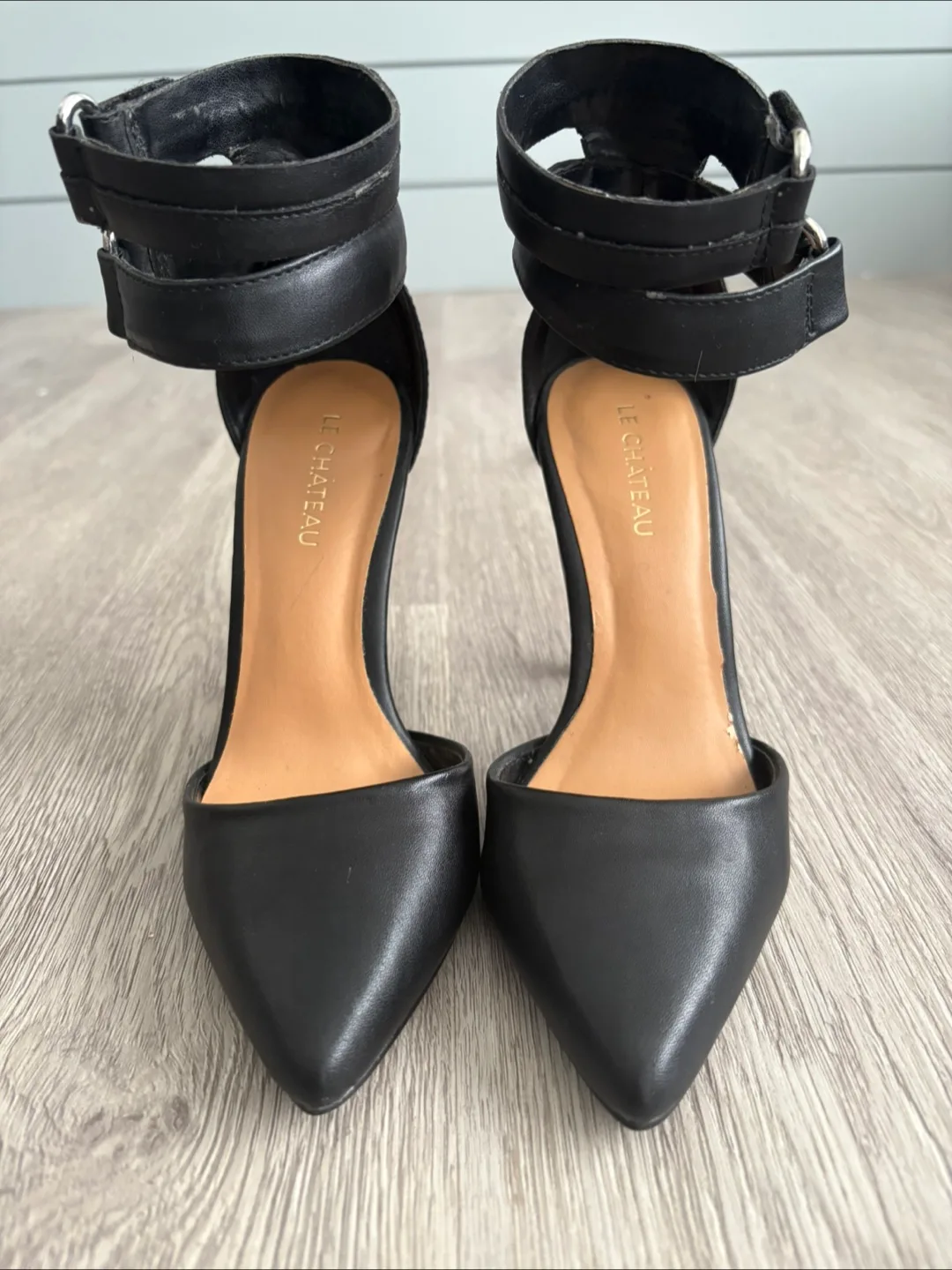 Le Chateau Black Heels Double Ankle Staps thumbnail