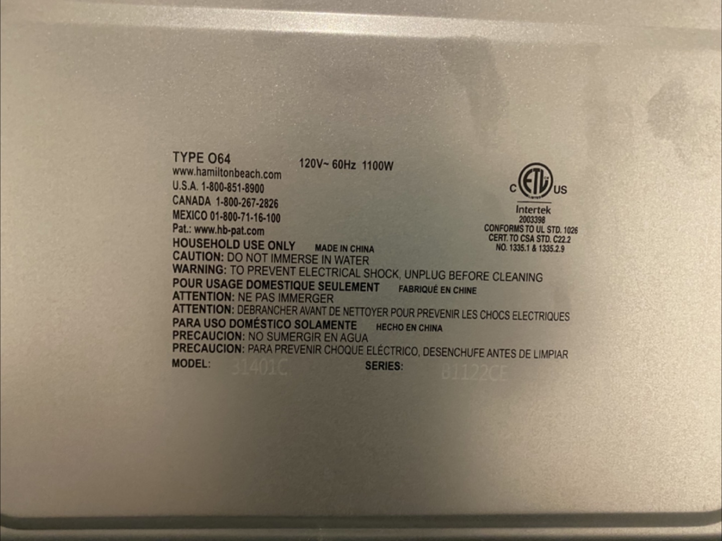 MOVING SALE: Hamilton Beach Toaster Oven - Model 31401C - photo 3