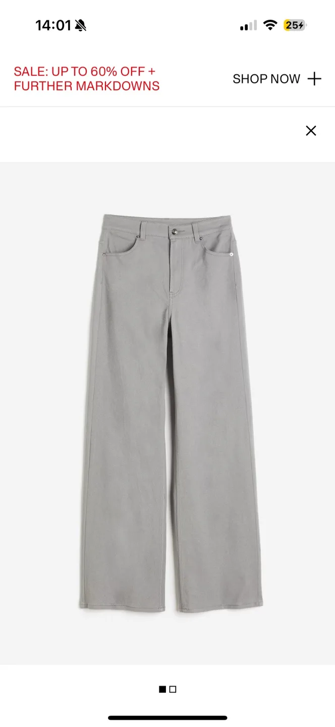H&M Wide Leg Grey Jeans thumbnail