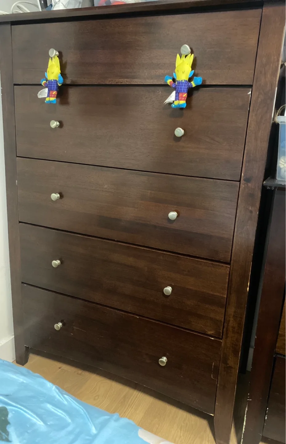 Dark Brown Wooden Dresser - 5 Drawers thumbnail