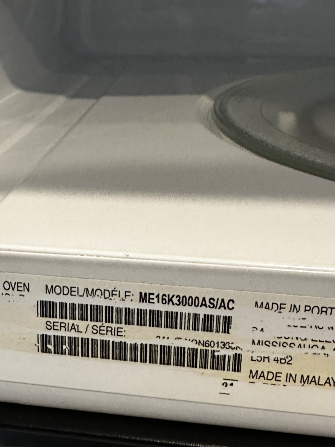Samsung ME16K3000AS/AC Over-the-Range Microwave - photo 3