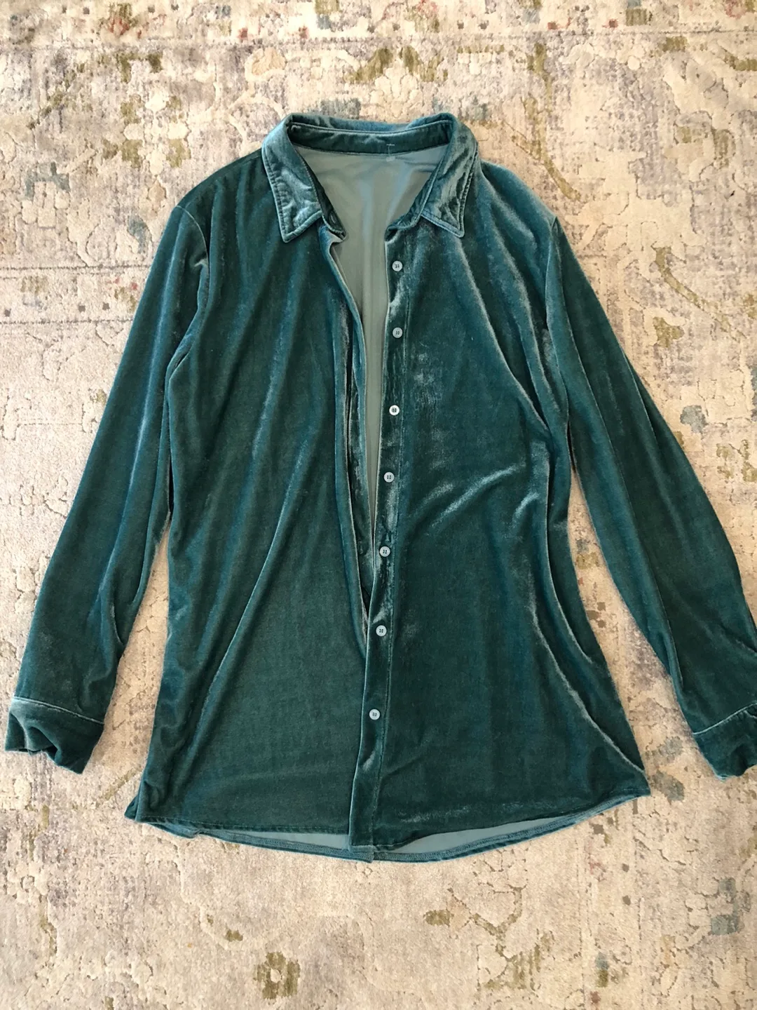 Velvet Long Sleeve Button Down Shirt thumbnail