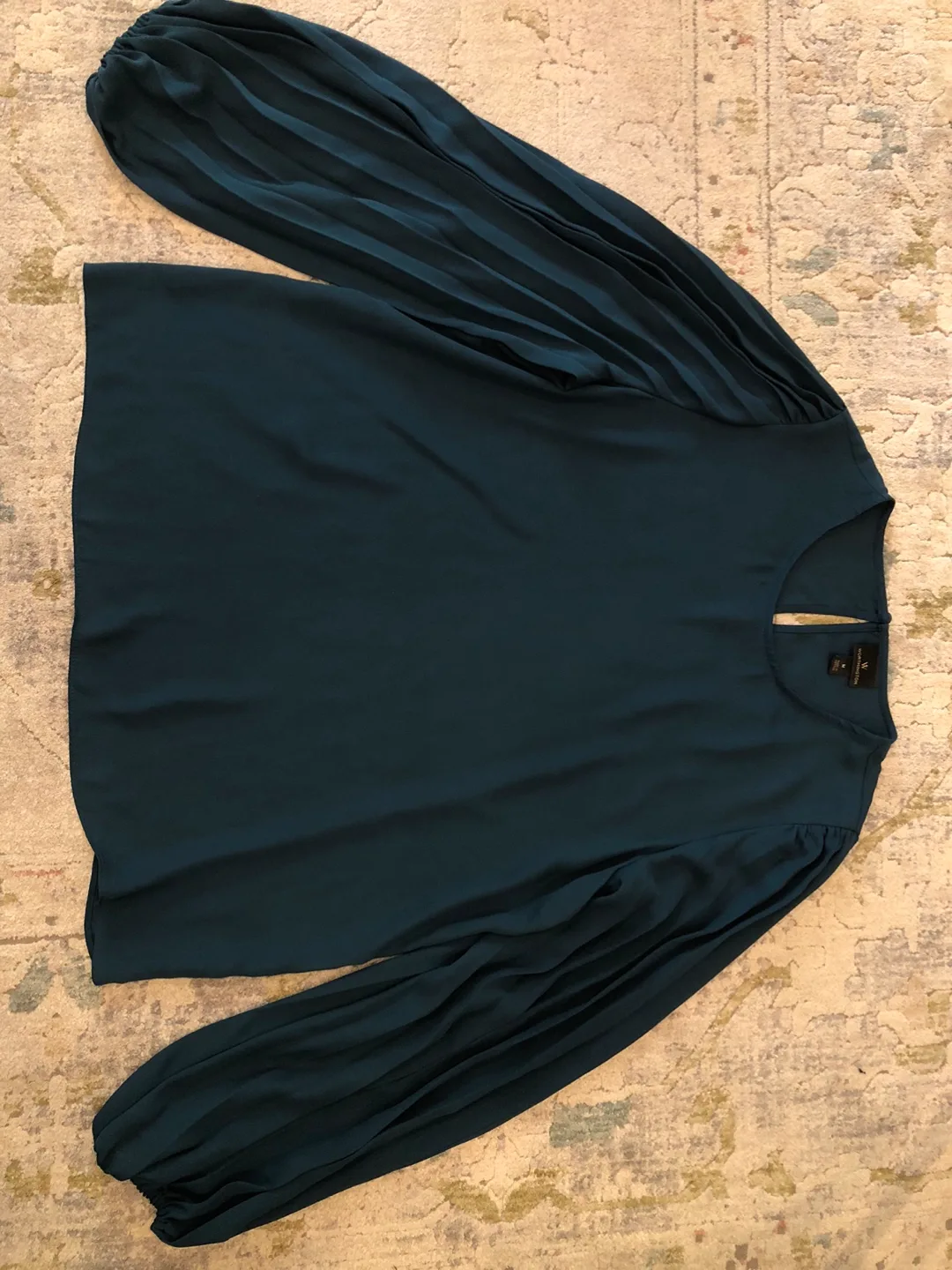 Worthington Teal Pleated Sleeve Blouse - Size M thumbnail