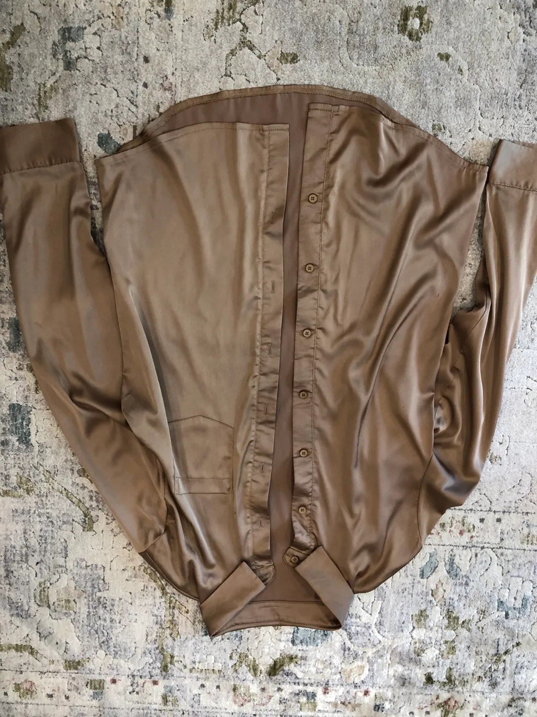 Satin Button-Up Shirt - Bronze Colour thumbnail