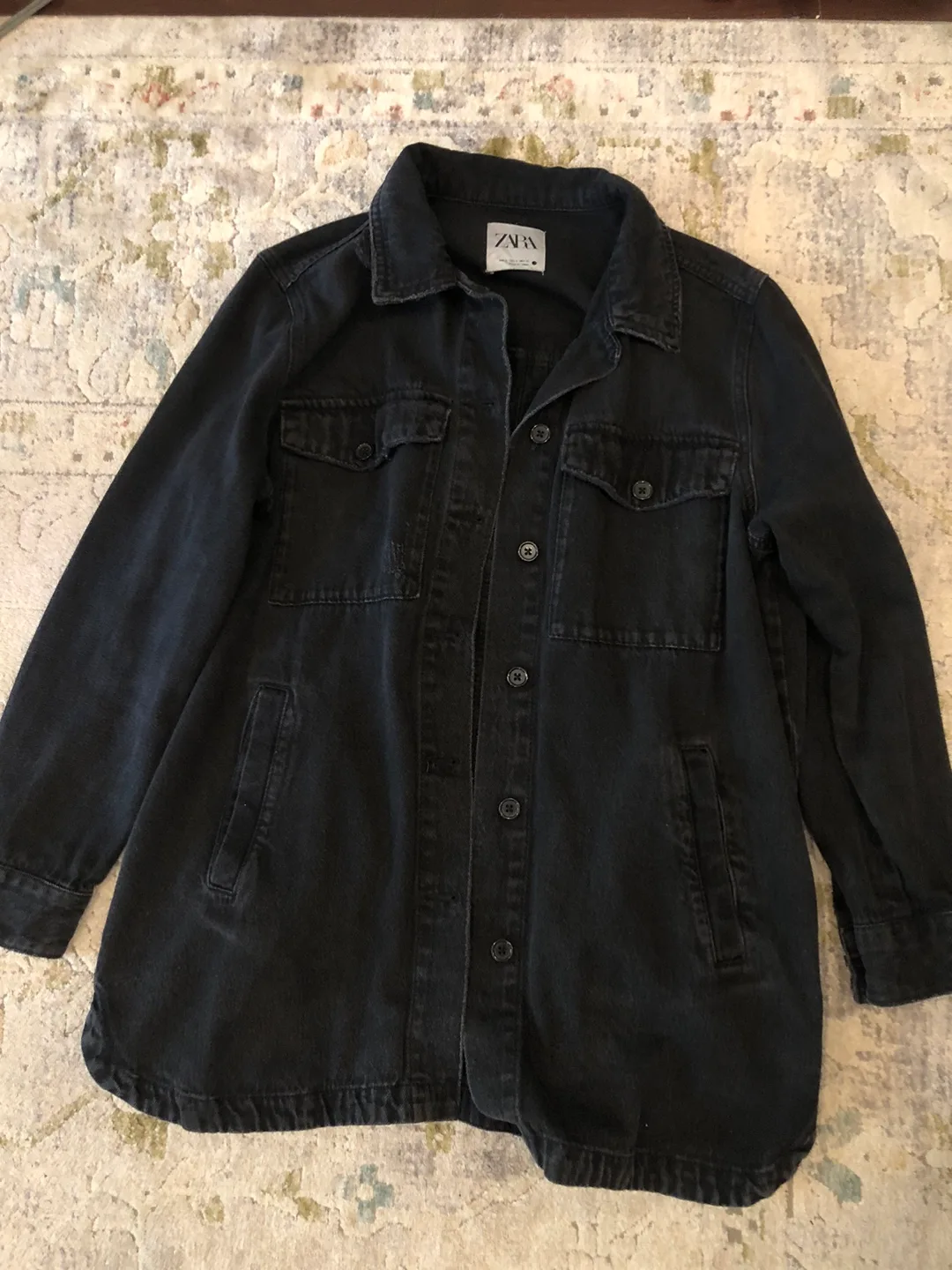Zara Black Denim Jacket - Size S thumbnail