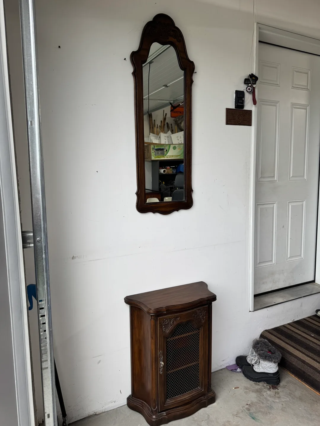 Vintage matching mirror and cabinet thumbnail