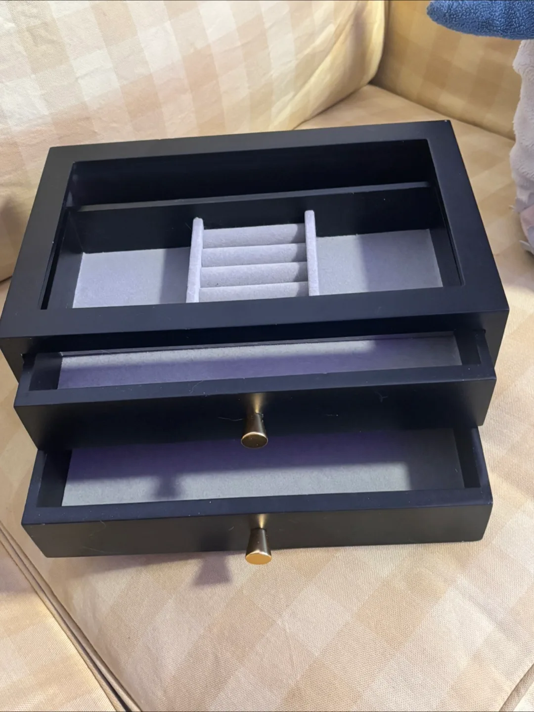 Black Wooden Jewellery Box with Drawers thumbnail