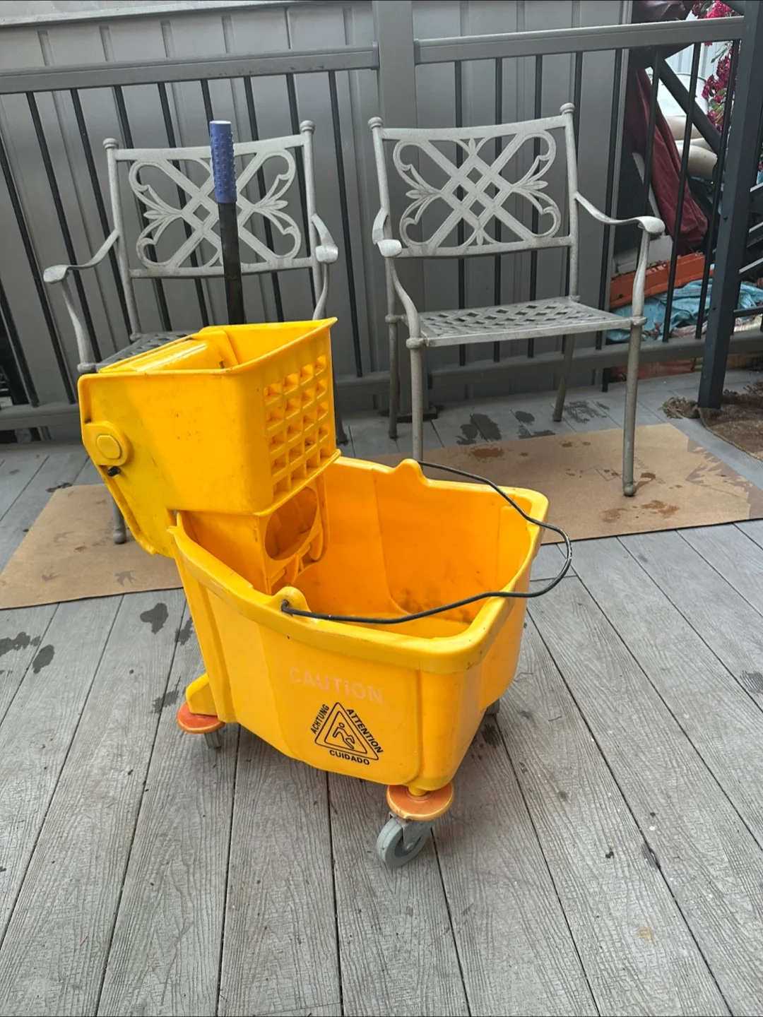 Yellow Mop Bucket with Wringer thumbnail