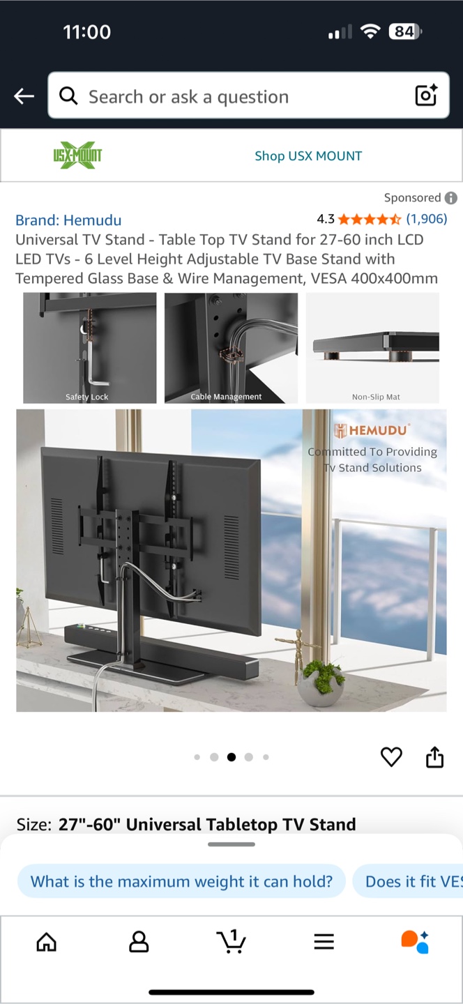 Hemudu Universal Tabletop TV Stand (27-60 inch) - photo 3