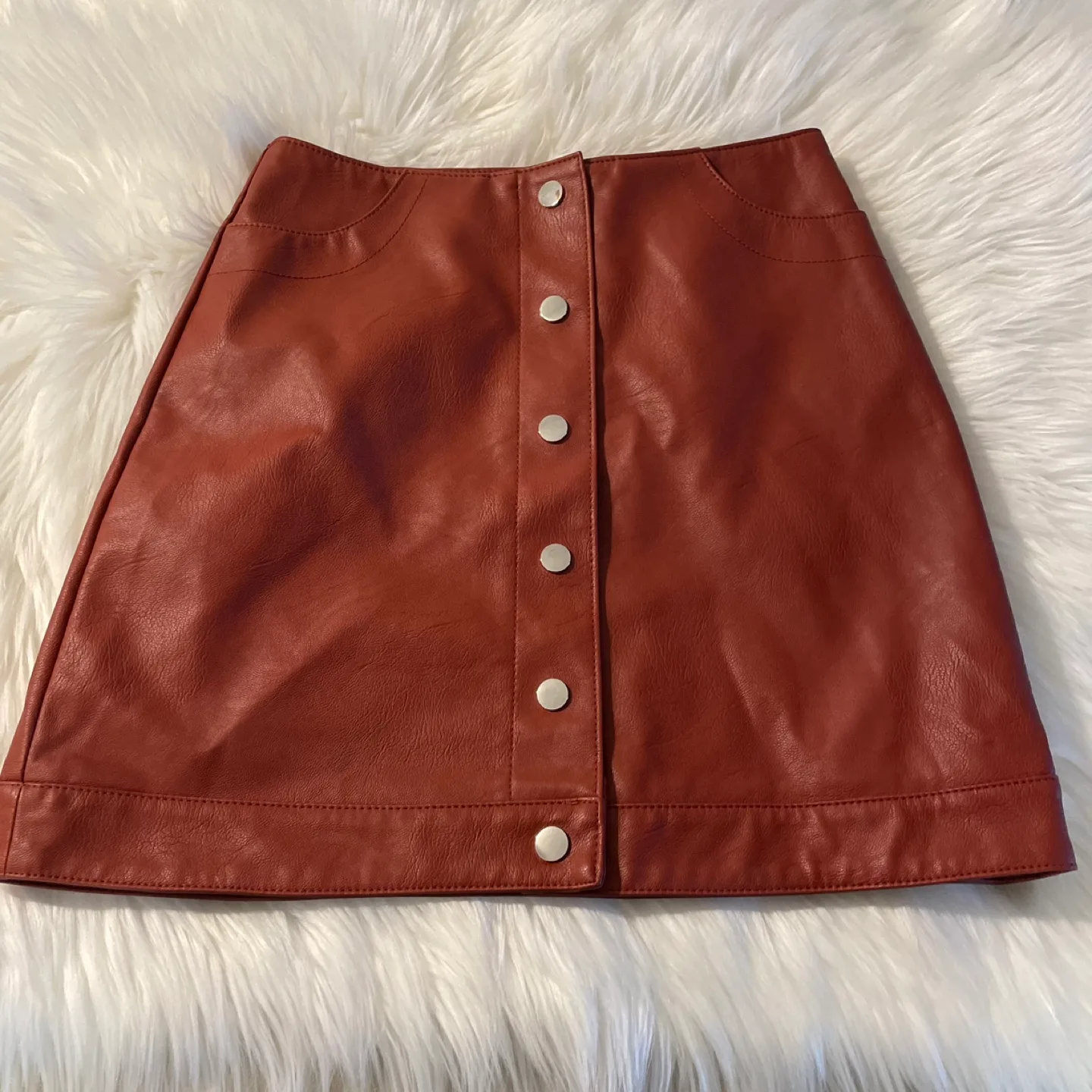 Topshop Faux Leather Mini Skirt, Size US 4 thumbnail