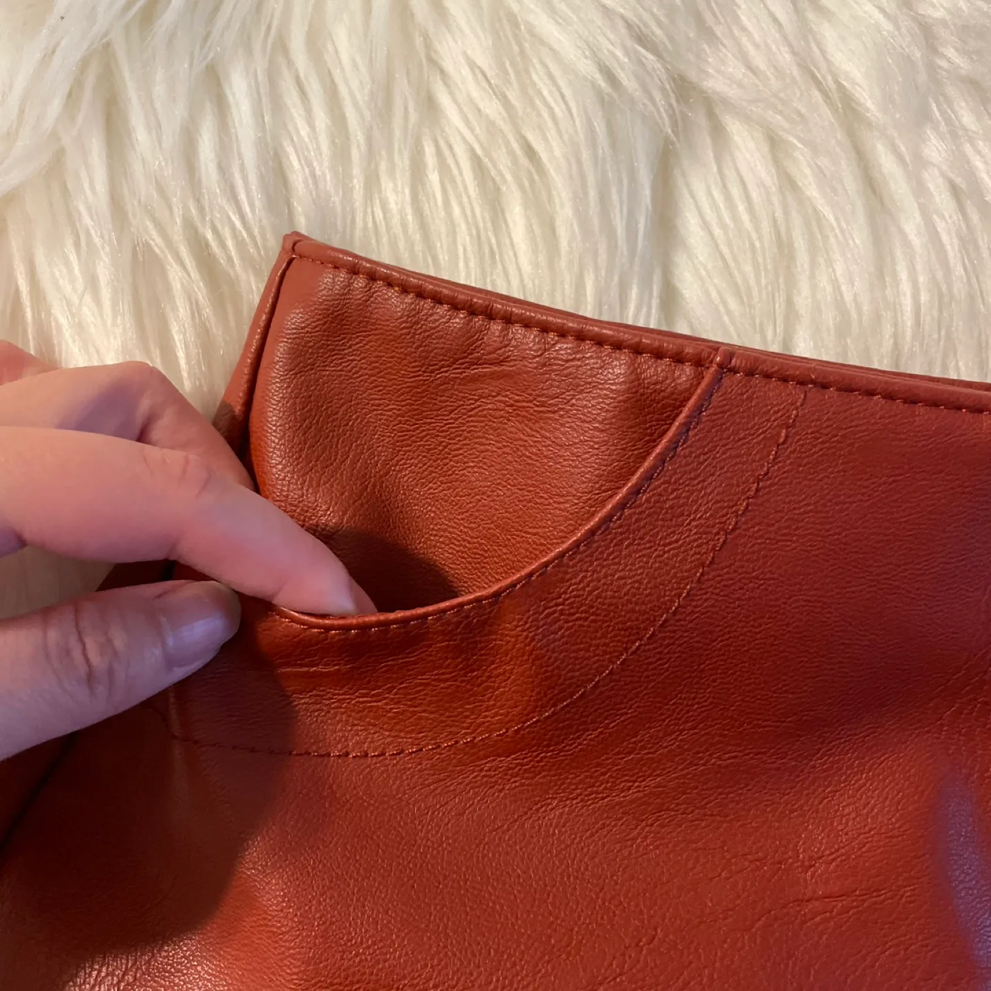 Topshop Faux Leather Mini Skirt, Size US 4 image indicator(4)