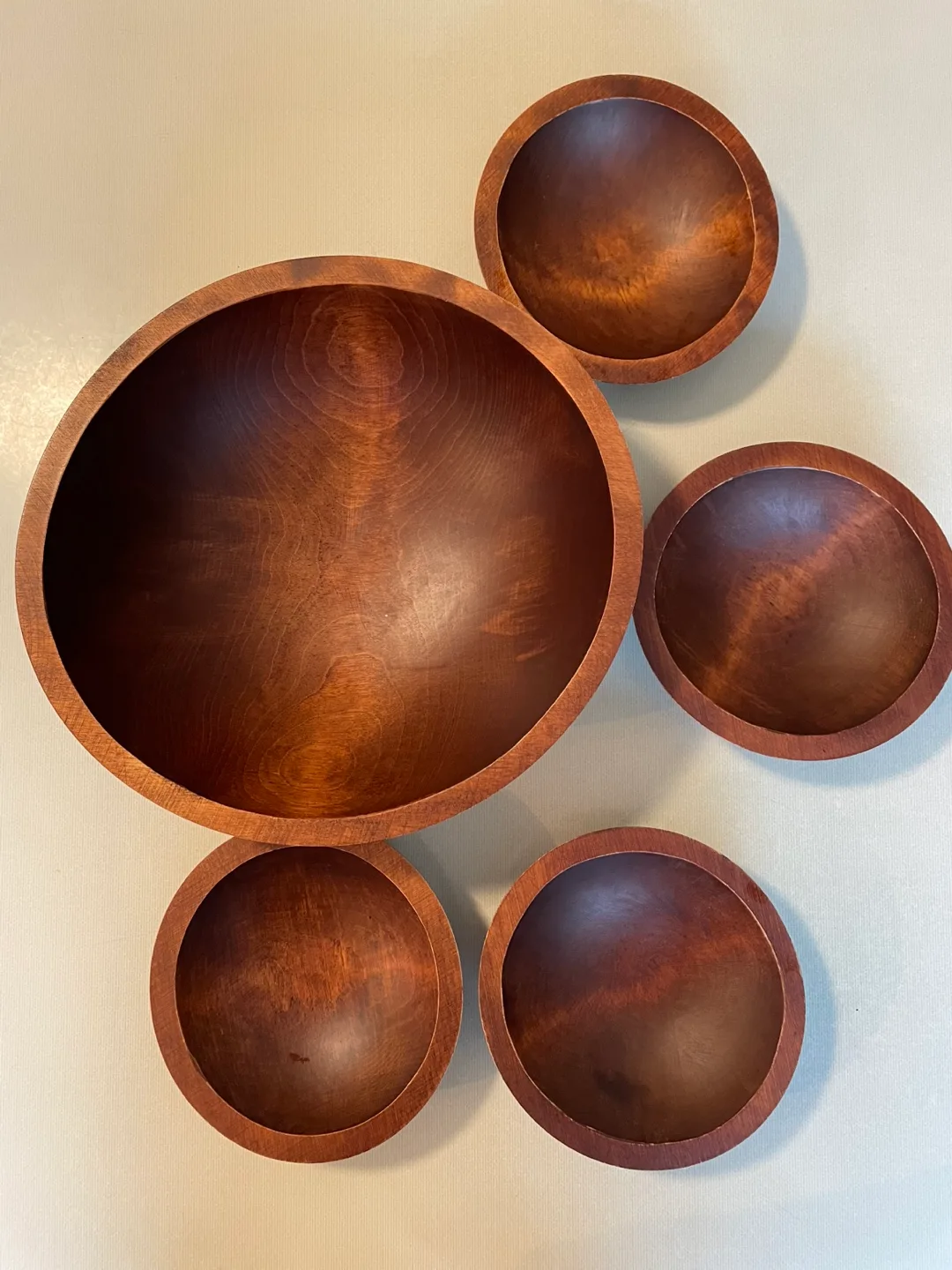 Vintage Baribocraft wooden salad bowl set thumbnail